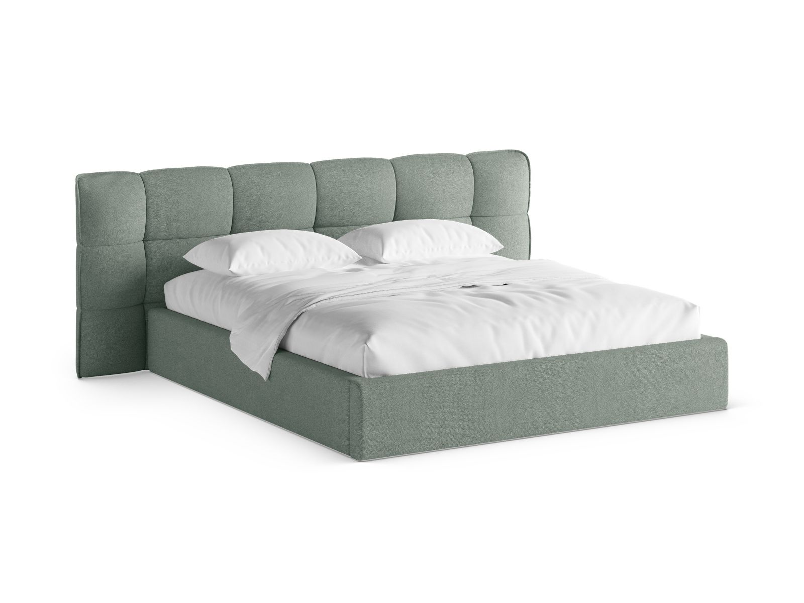 Boucle Storage Bed with Headboard, "Eric", 270x225x104