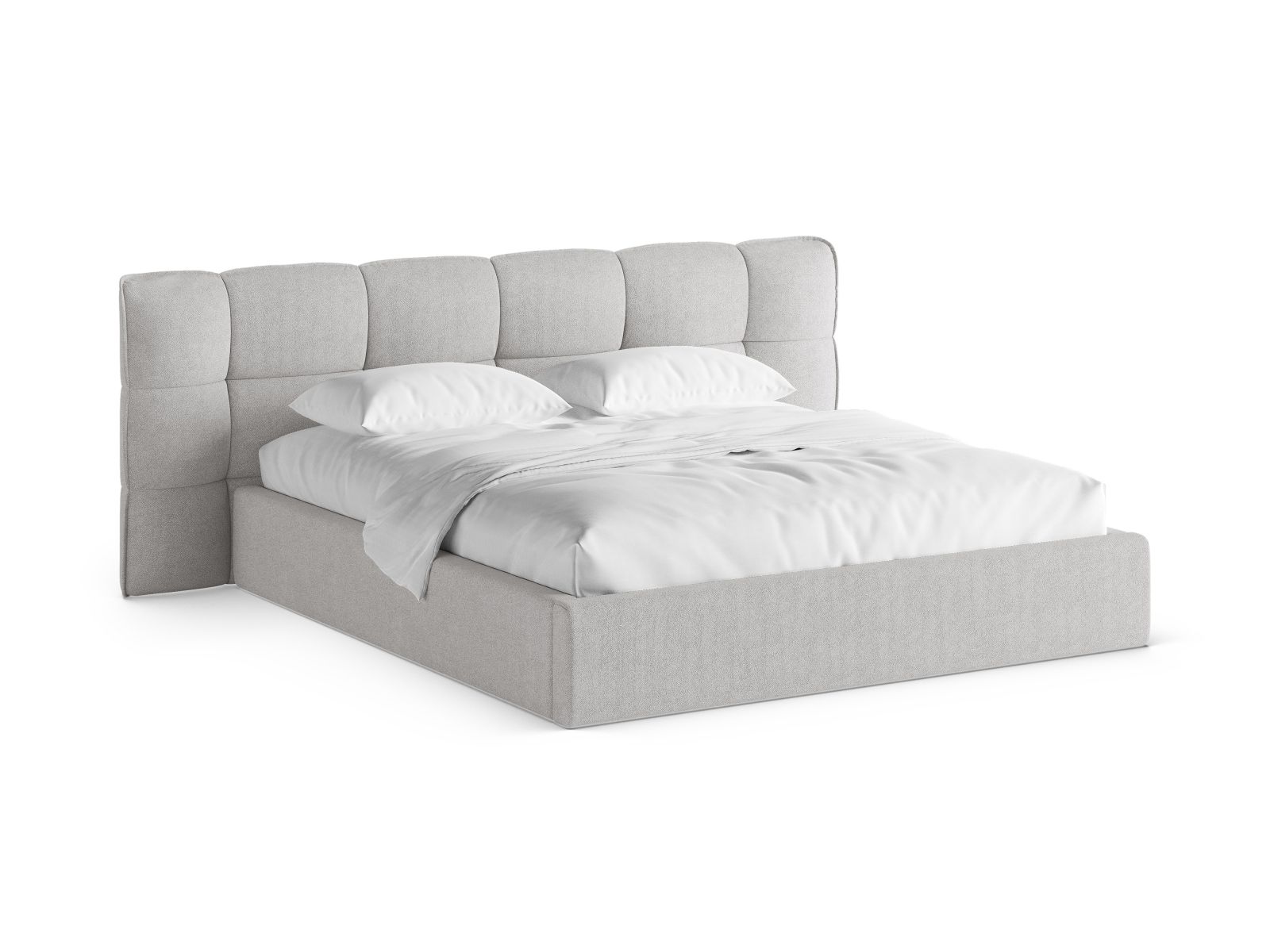 Boucle Storage Bed with Headboard, "Eric", 270x225x104