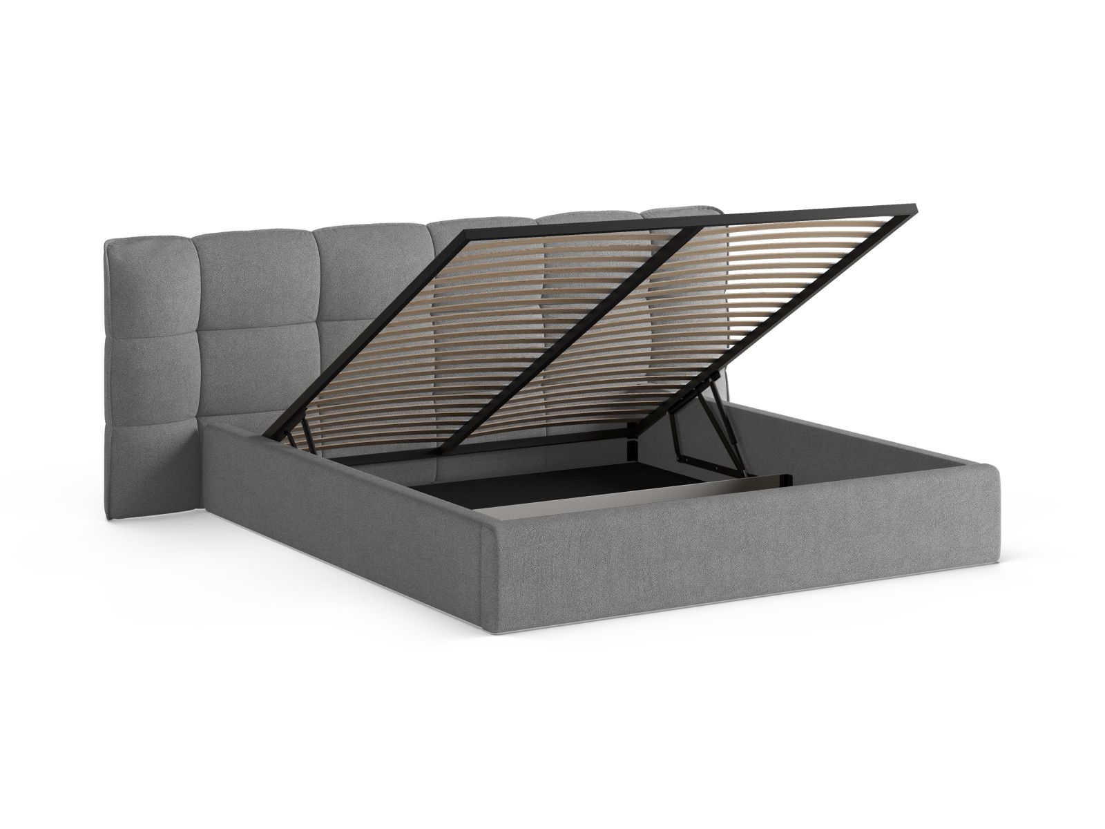 Boucle Storage Bed with Headboard, "Eric", 270x225x104