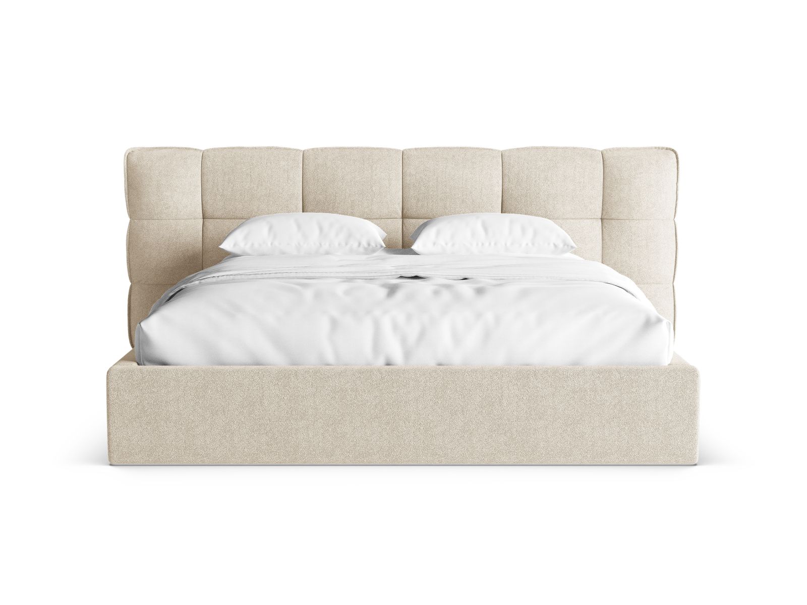 Boucle Storage Bed with Headboard, "Eric", 290x225x104