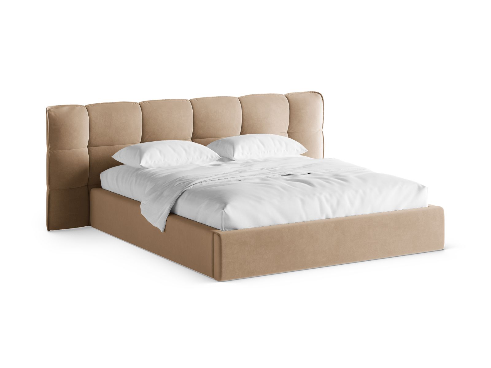Velvet Storage Bed With Headboard, "Eric", 230x225x104