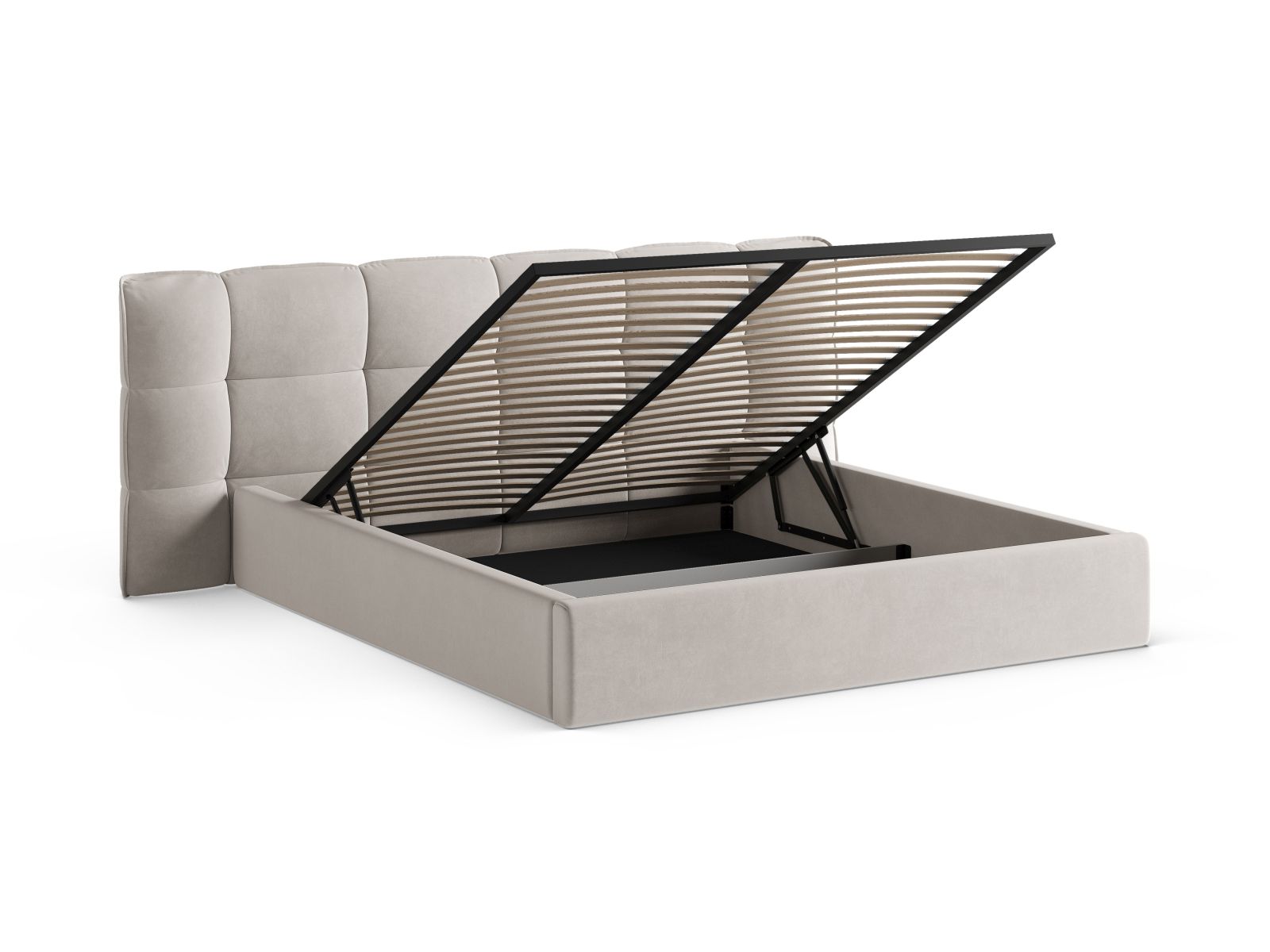 Velvet Storage Bed With Headboard, "Eric", 230x225x104