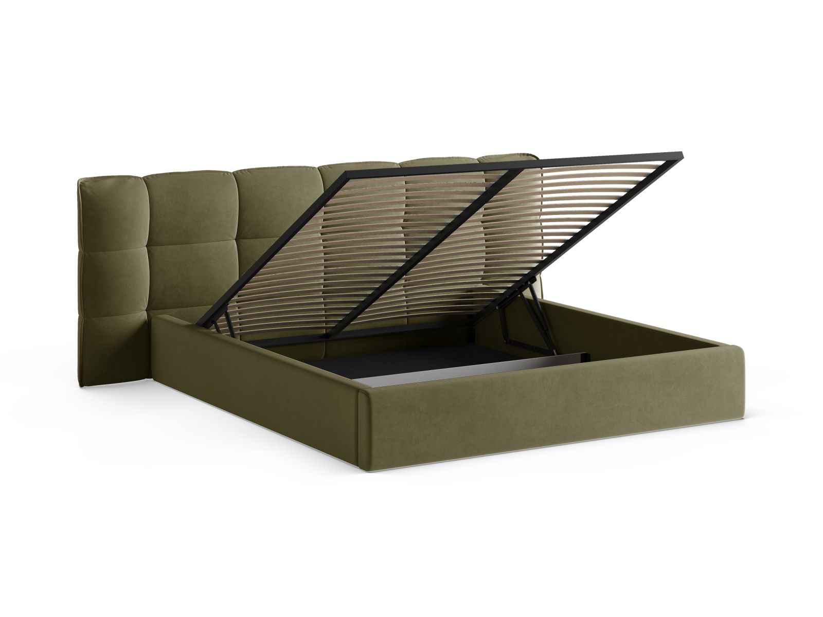Velvet Storage Bed With Headboard, "Eric", 230x225x104