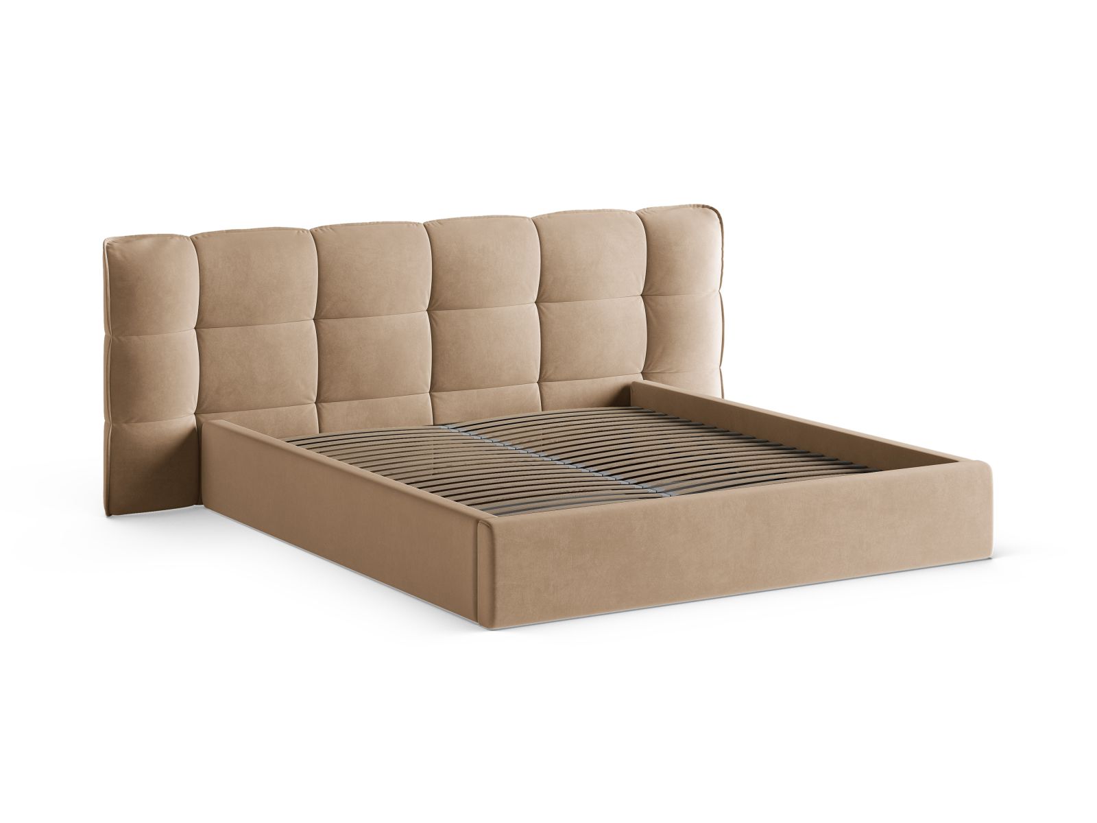 Velvet Storage Bed With Headboard, "Eric", 250x225x104