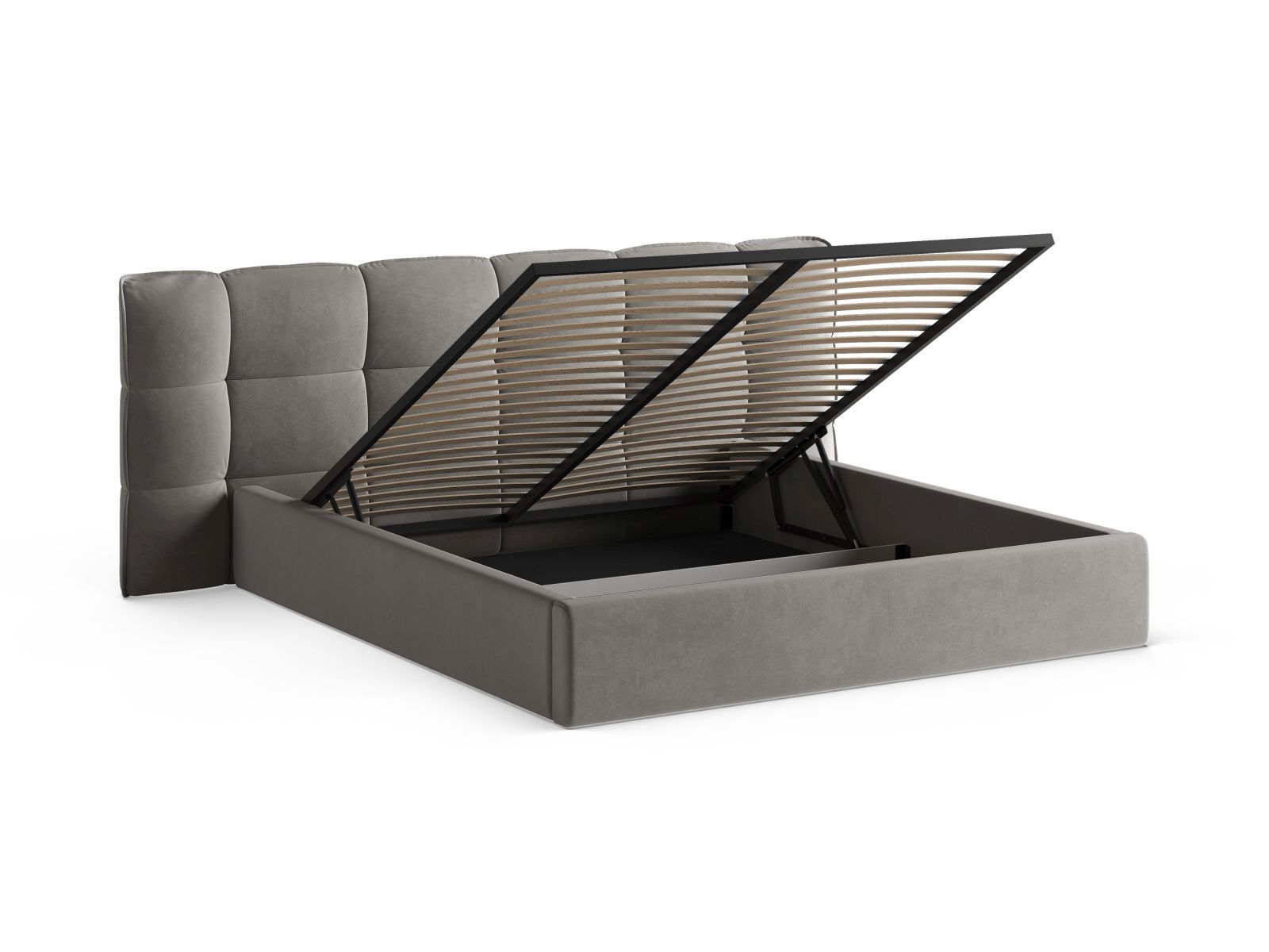 Velvet Storage Bed With Headboard, "Eric", 250x225x104