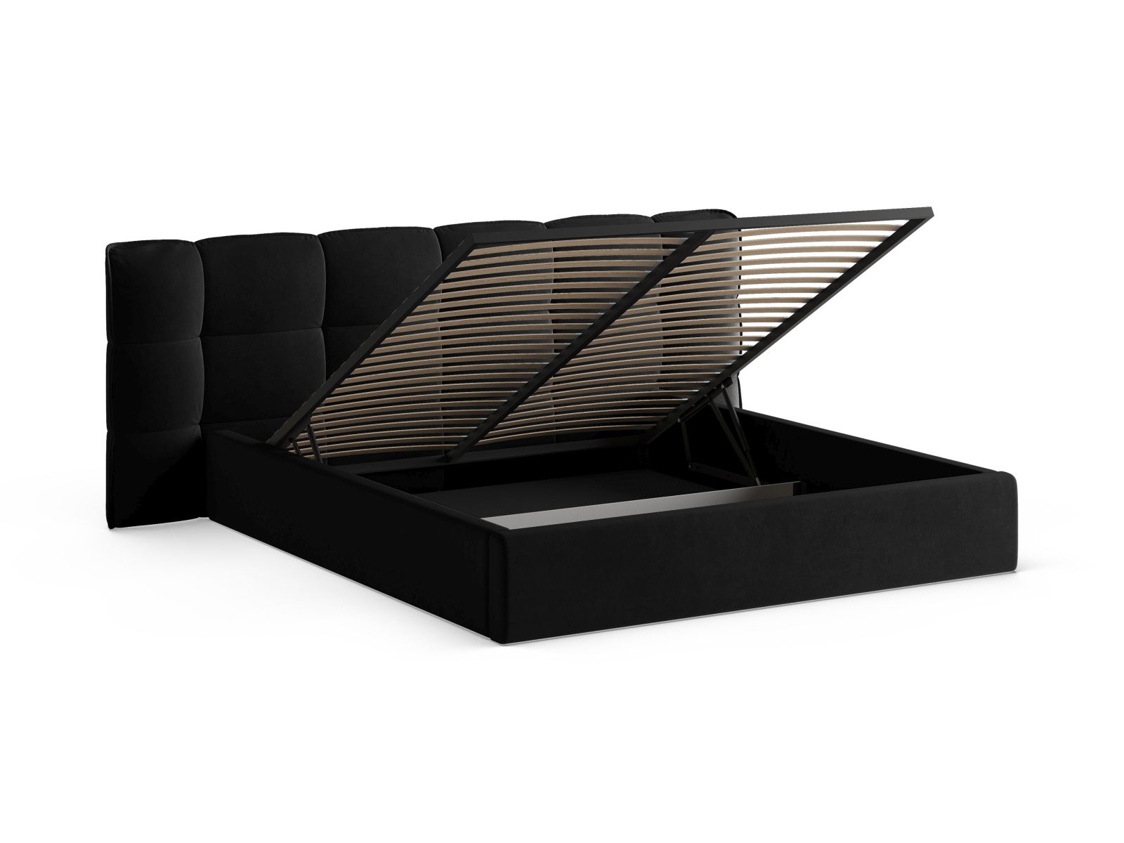 Velvet Storage Bed With Headboard, "Eric", 250x225x104