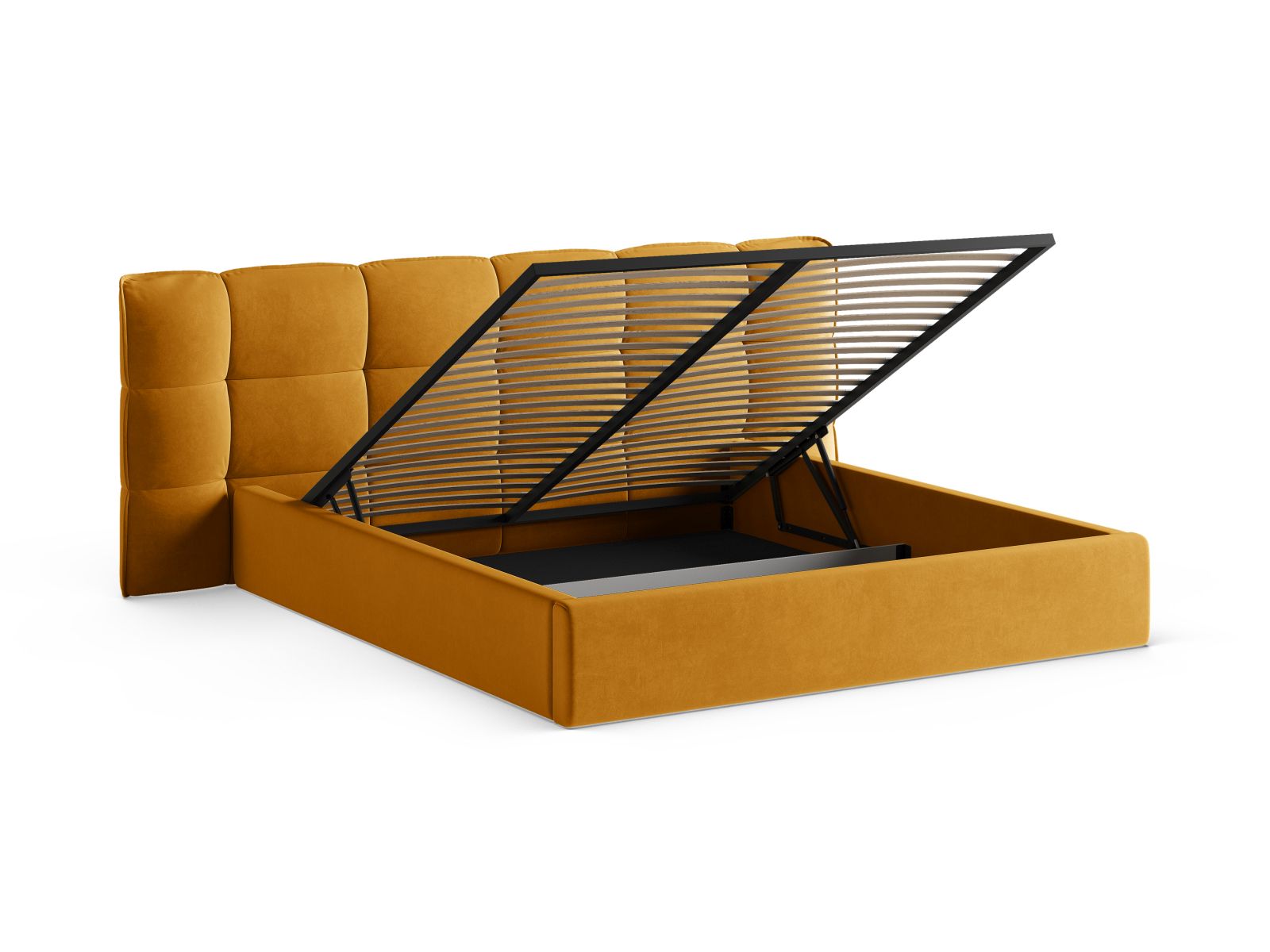 Velvet Storage Bed With Headboard, "Eric", 250x225x104