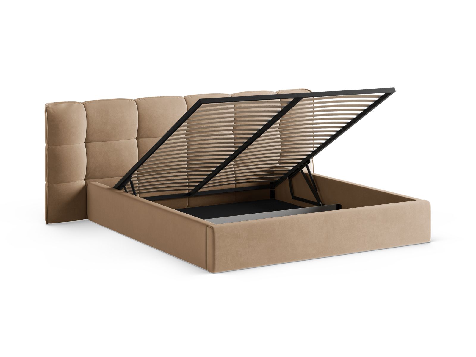 Velvet Storage Bed With Headboard, "Eric", 270x225x104