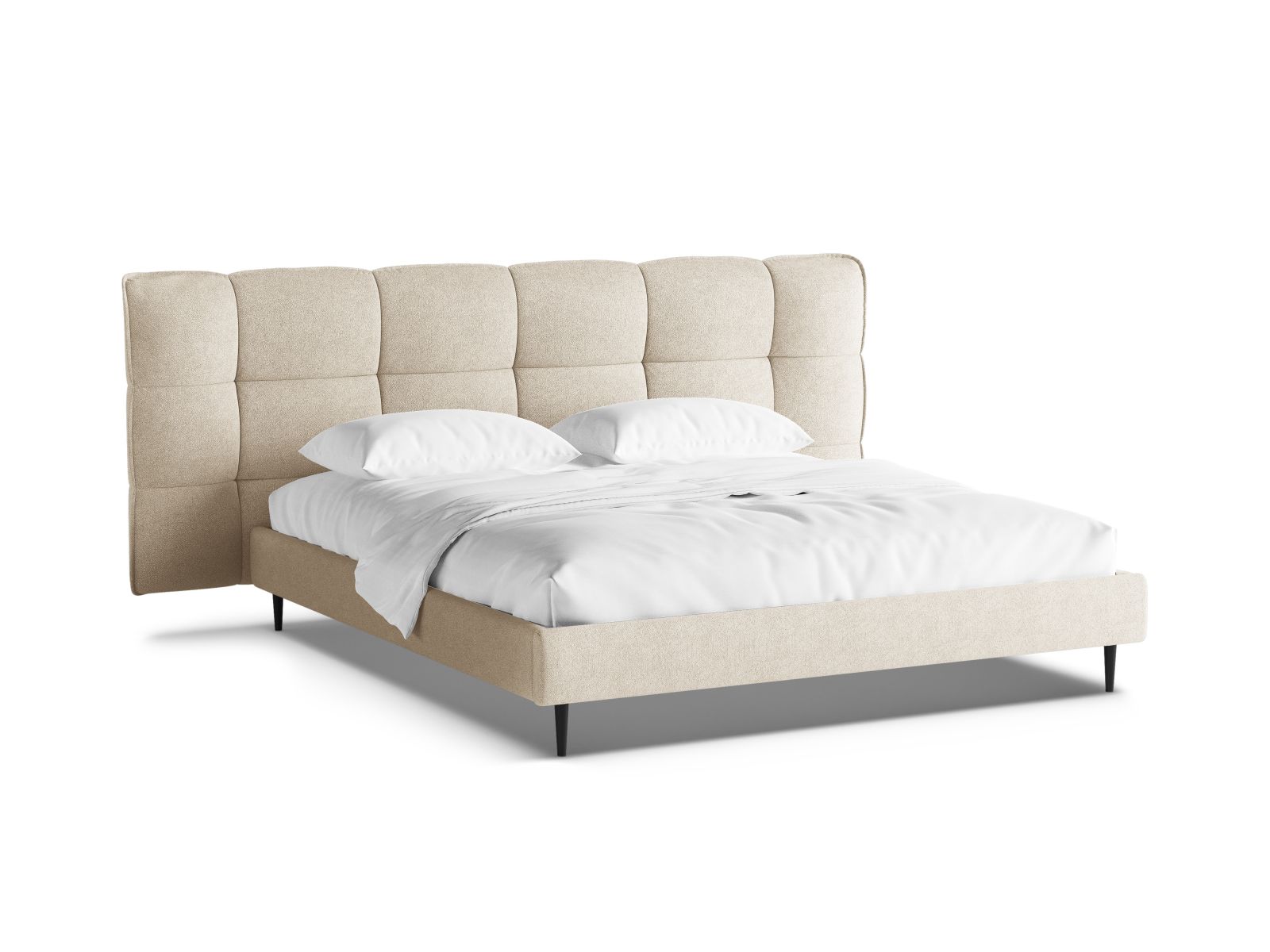 Boucle Storage Bed with Headboard, "Eric", 230x220x114
