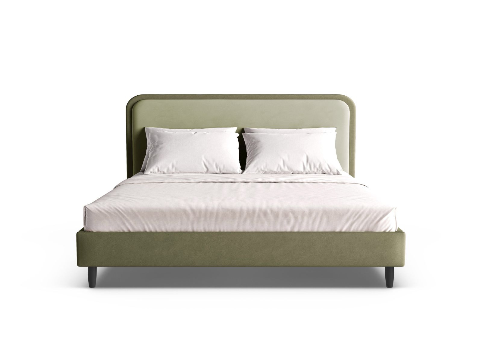 Velvet Bed With Headboard, "Aveline", 155x214x117