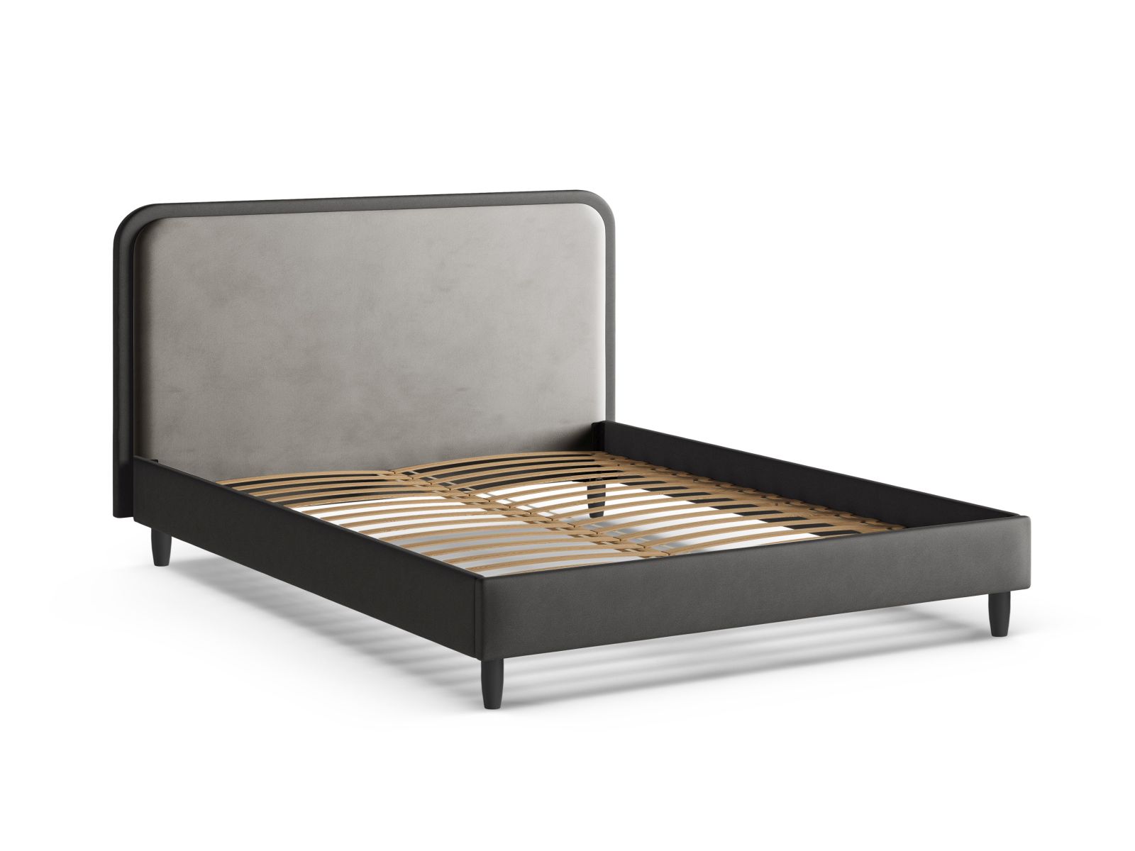 Velvet Bed With Headboard, "Aveline", 155x214x117