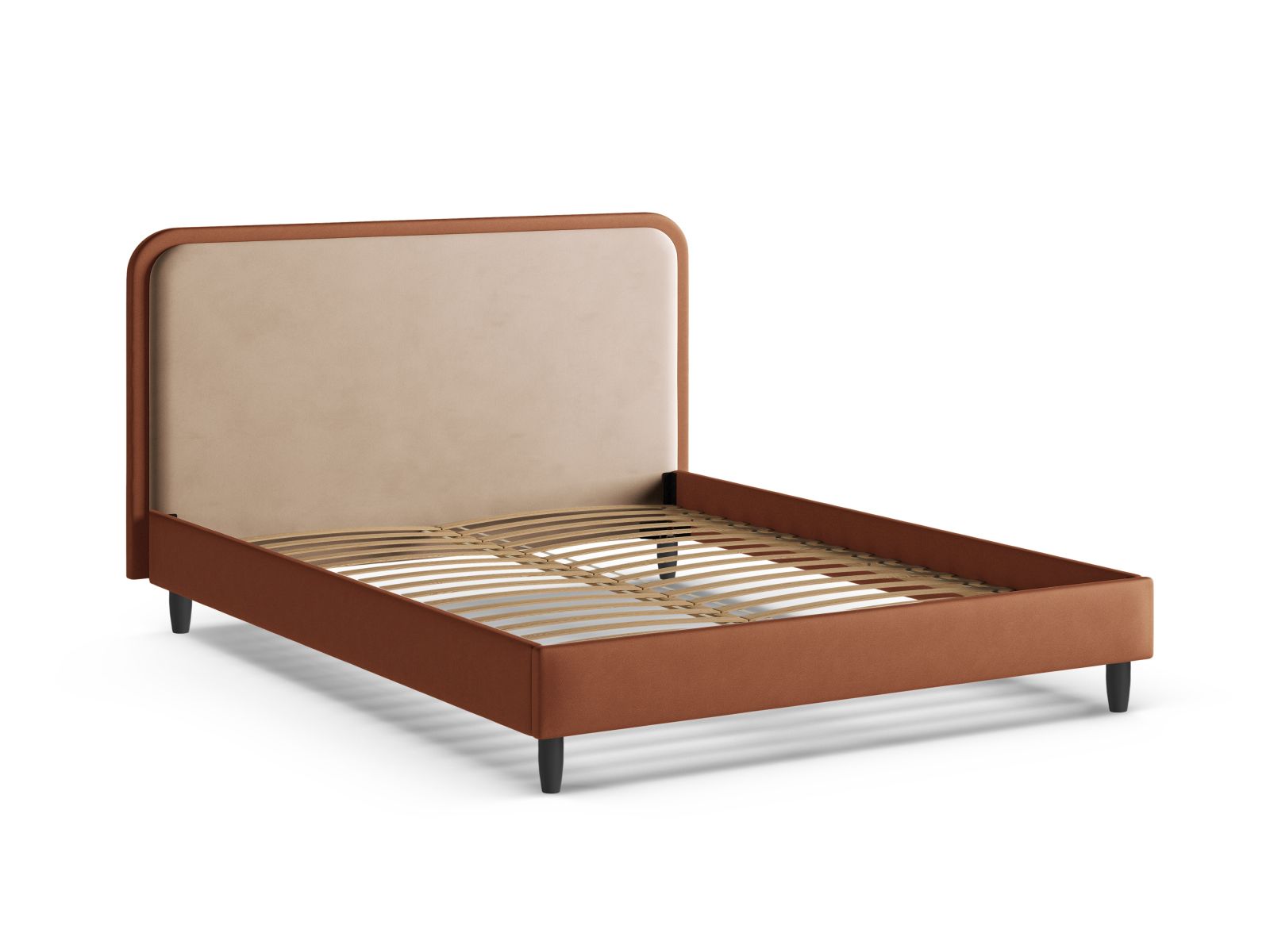Velvet Bed With Headboard, "Aveline", 175x214x117