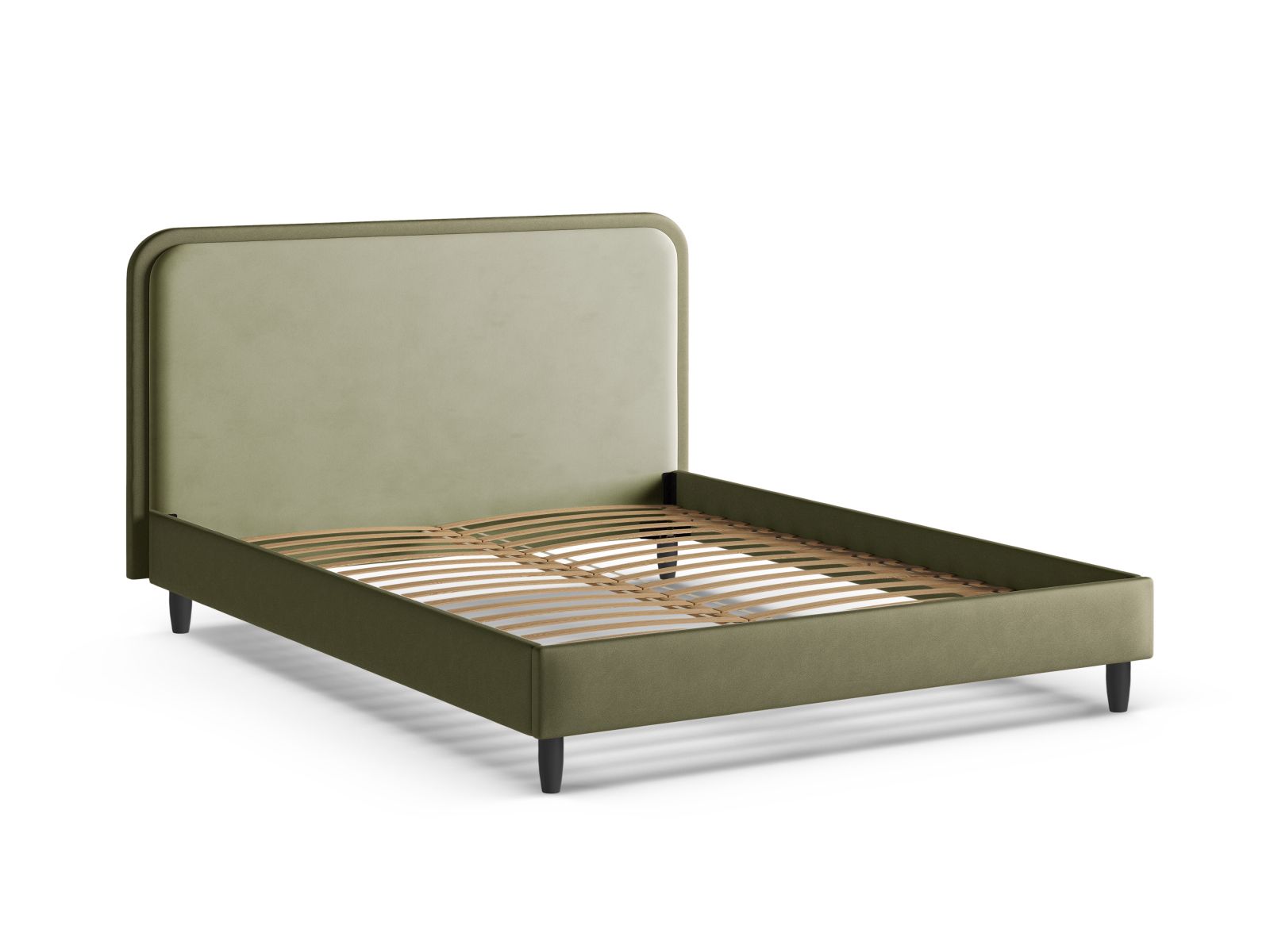 Velvet Bed With Headboard, "Aveline", 175x214x117