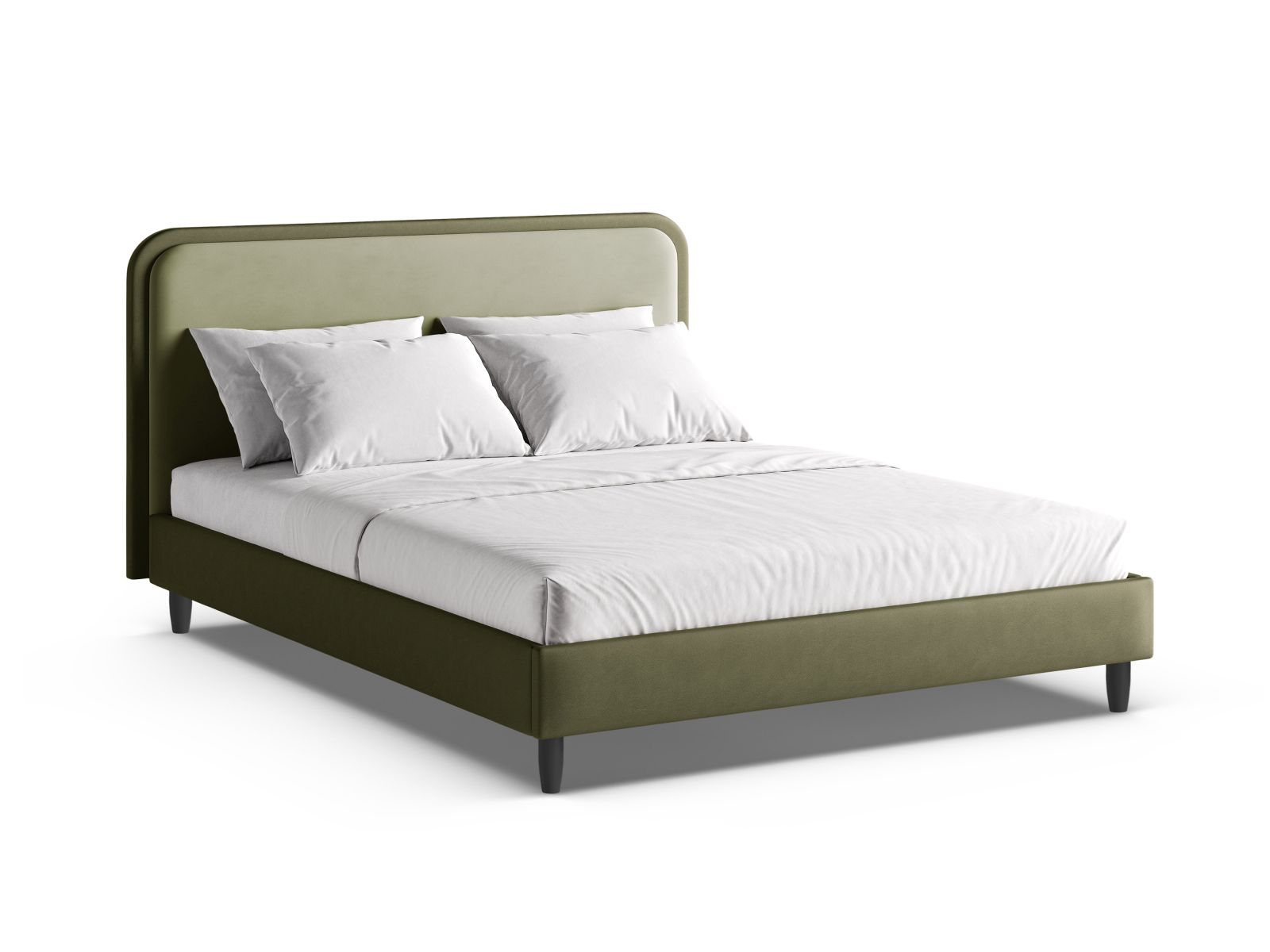 Velvet Bed With Headboard, "Aveline", 195x214x117