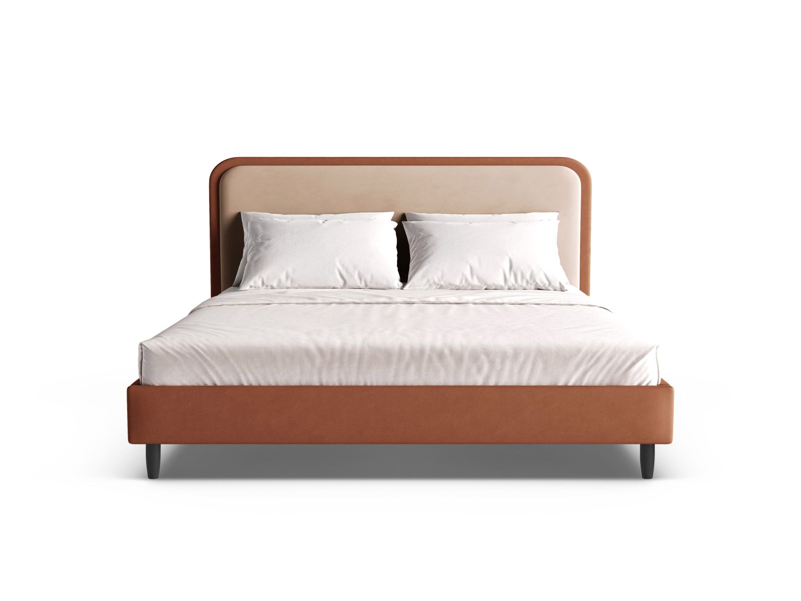 Velvet Bed With Headboard, "Aveline", 195x214x117