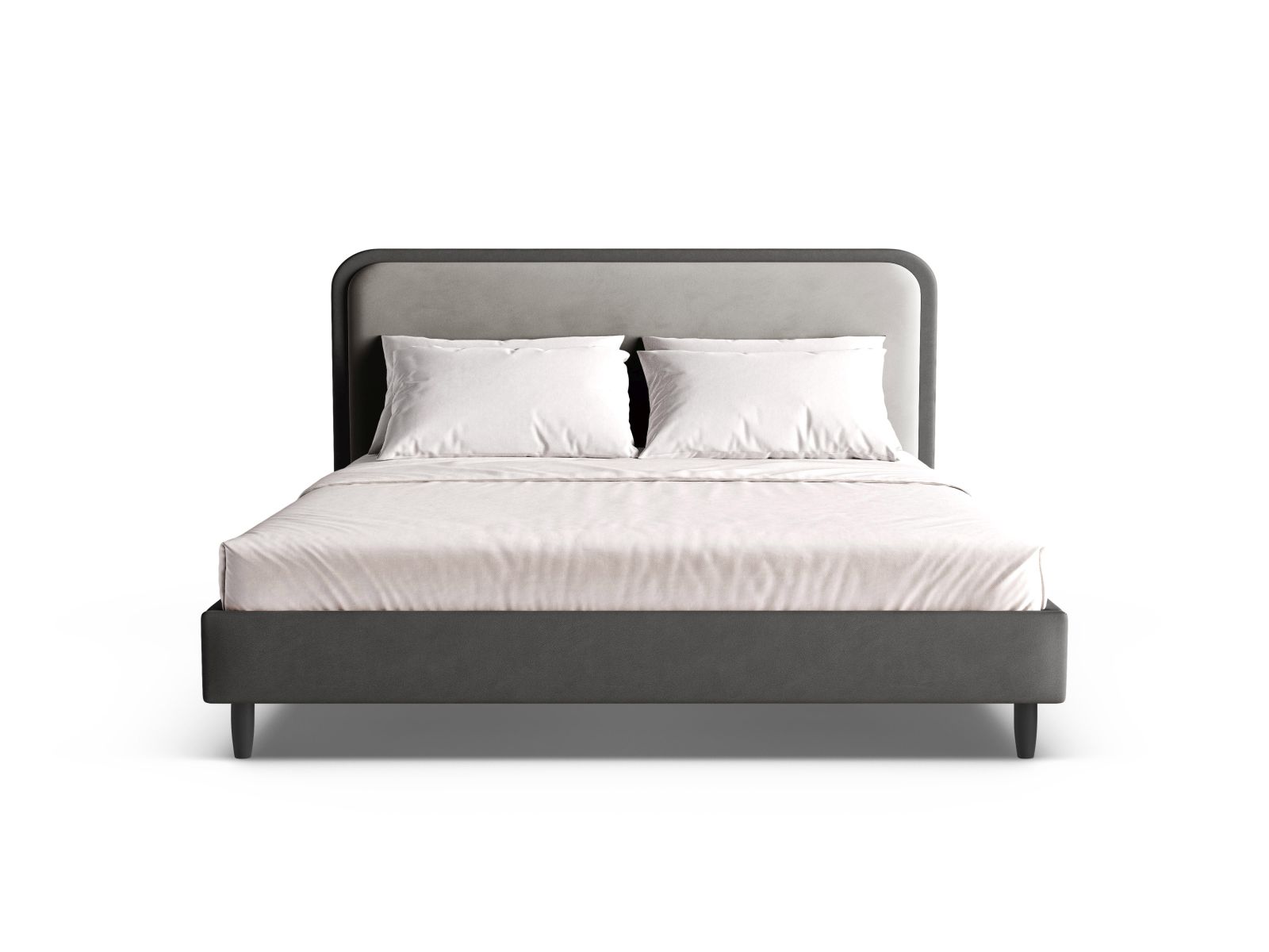 Velvet Bed With Headboard, "Aveline", 195x214x117