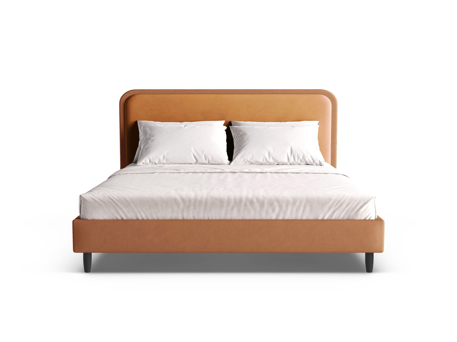 Velvet Bed With Headboard, "Aveline", 195x214x117