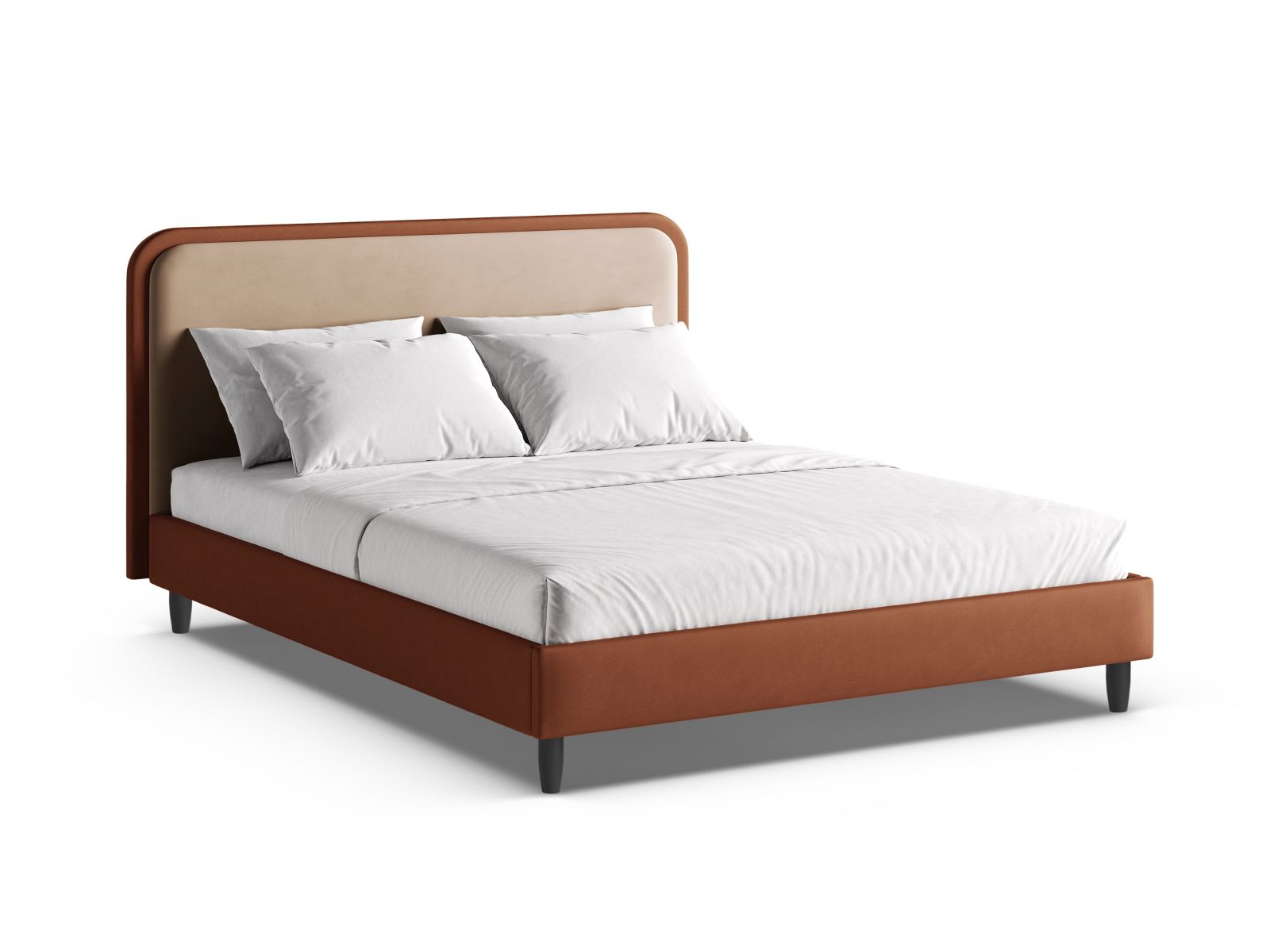 Velvet Bed With Headboard, "Aveline", 215x214x117