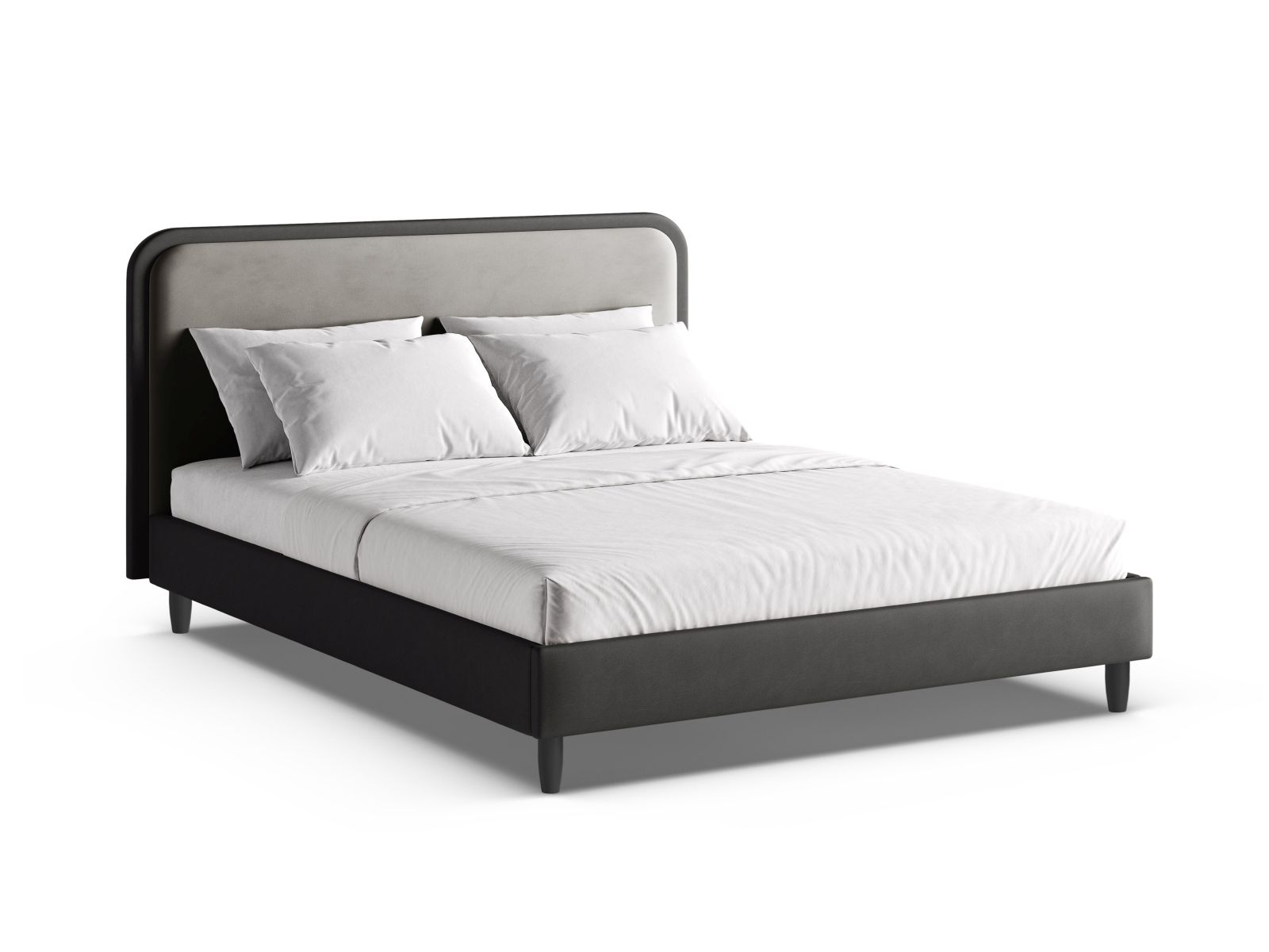 Velvet Bed With Headboard, "Aveline", 215x214x117
