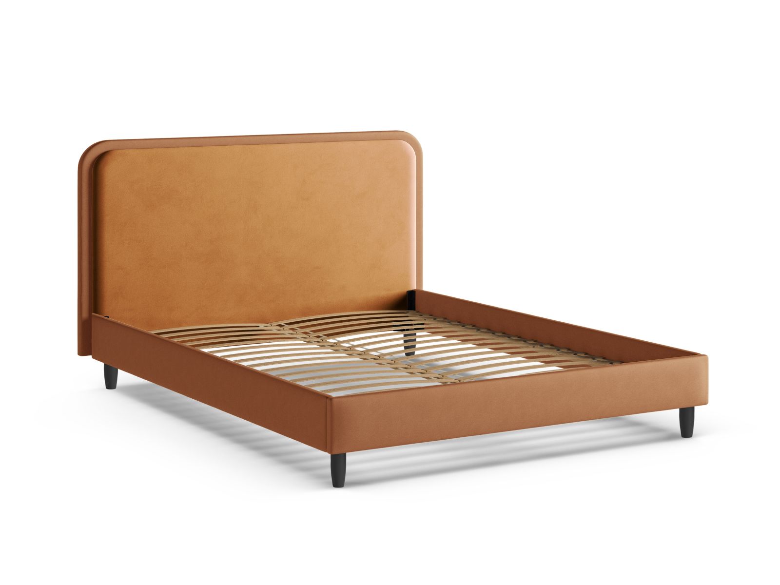 Velvet Bed With Headboard, "Aveline", 215x214x117