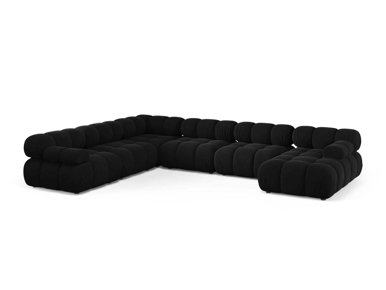 Velvet Modular Panoramic Left Corner Sofa, "Bellis", 8 Seats, 376x282x70