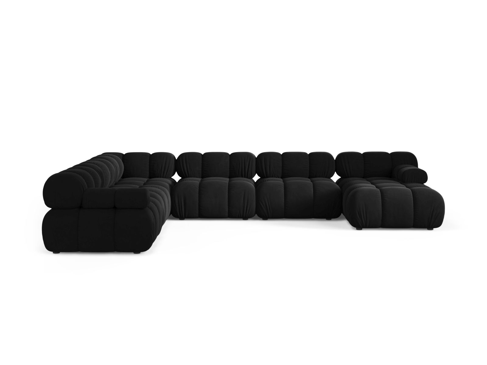 Velvet Modular Panoramic Left Corner Sofa, "Bellis", 8 Seats, 376x282x70