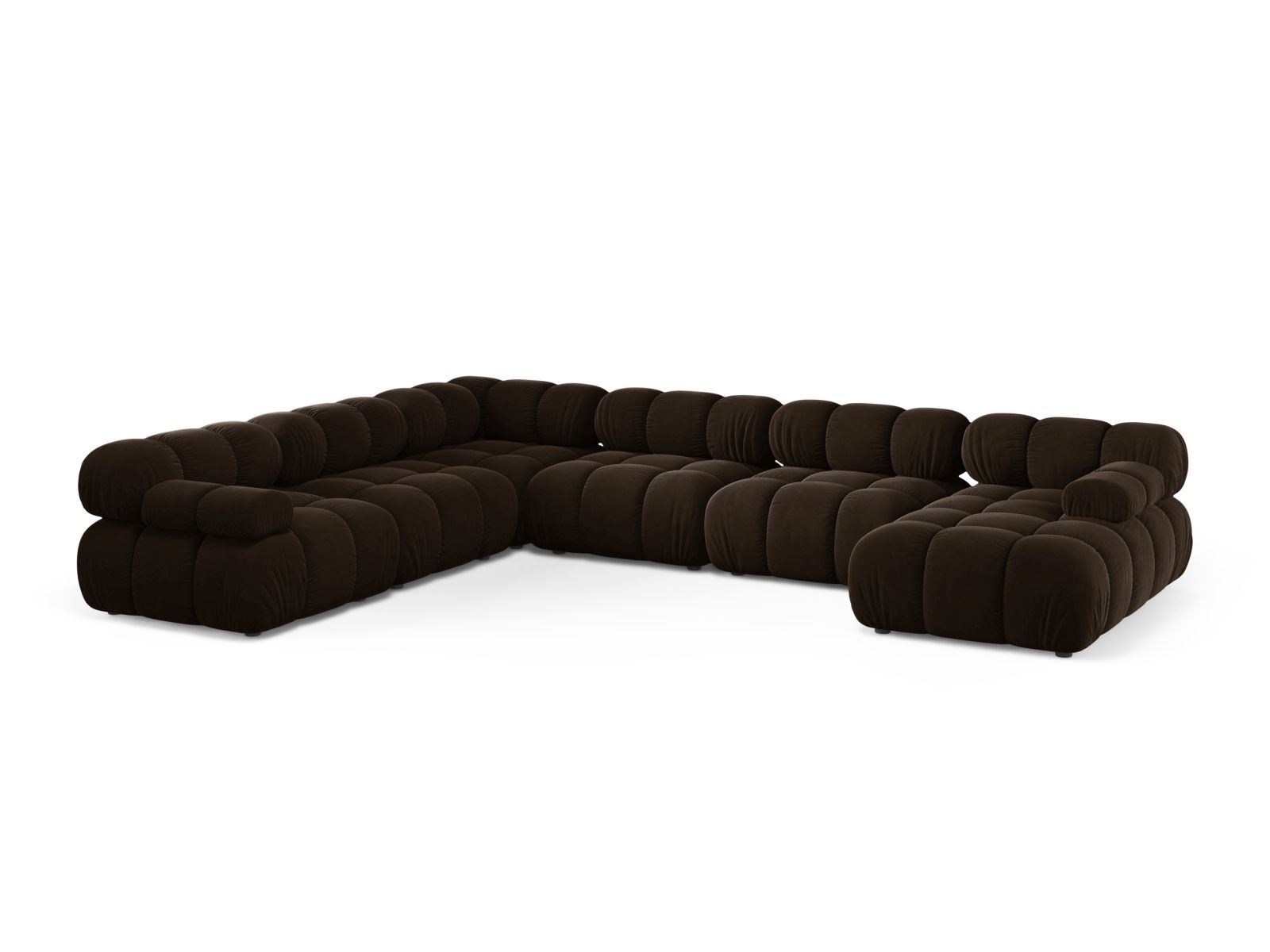 Velvet Modular Panoramic Left Corner Sofa, "Bellis", 8 Seats, 376x282x70