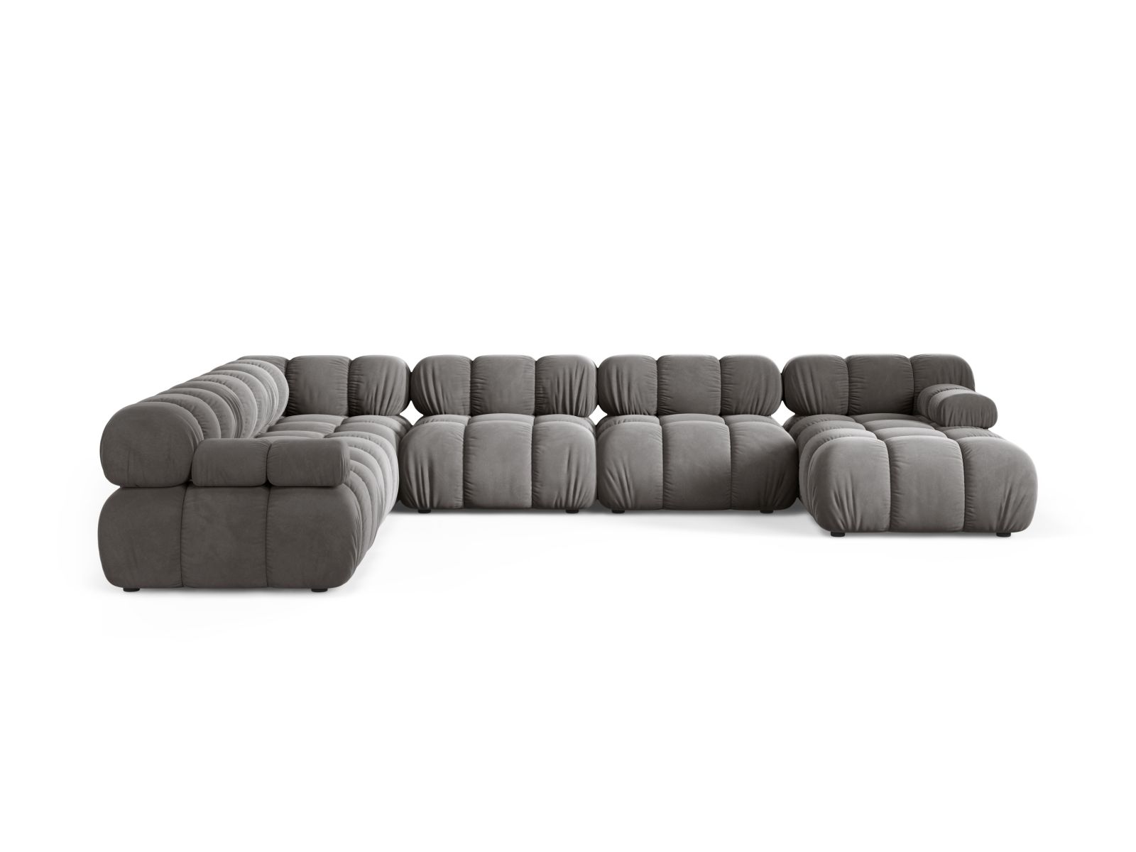 Velvet Modular Panoramic Left Corner Sofa, "Bellis", 8 Seats, 376x282x70