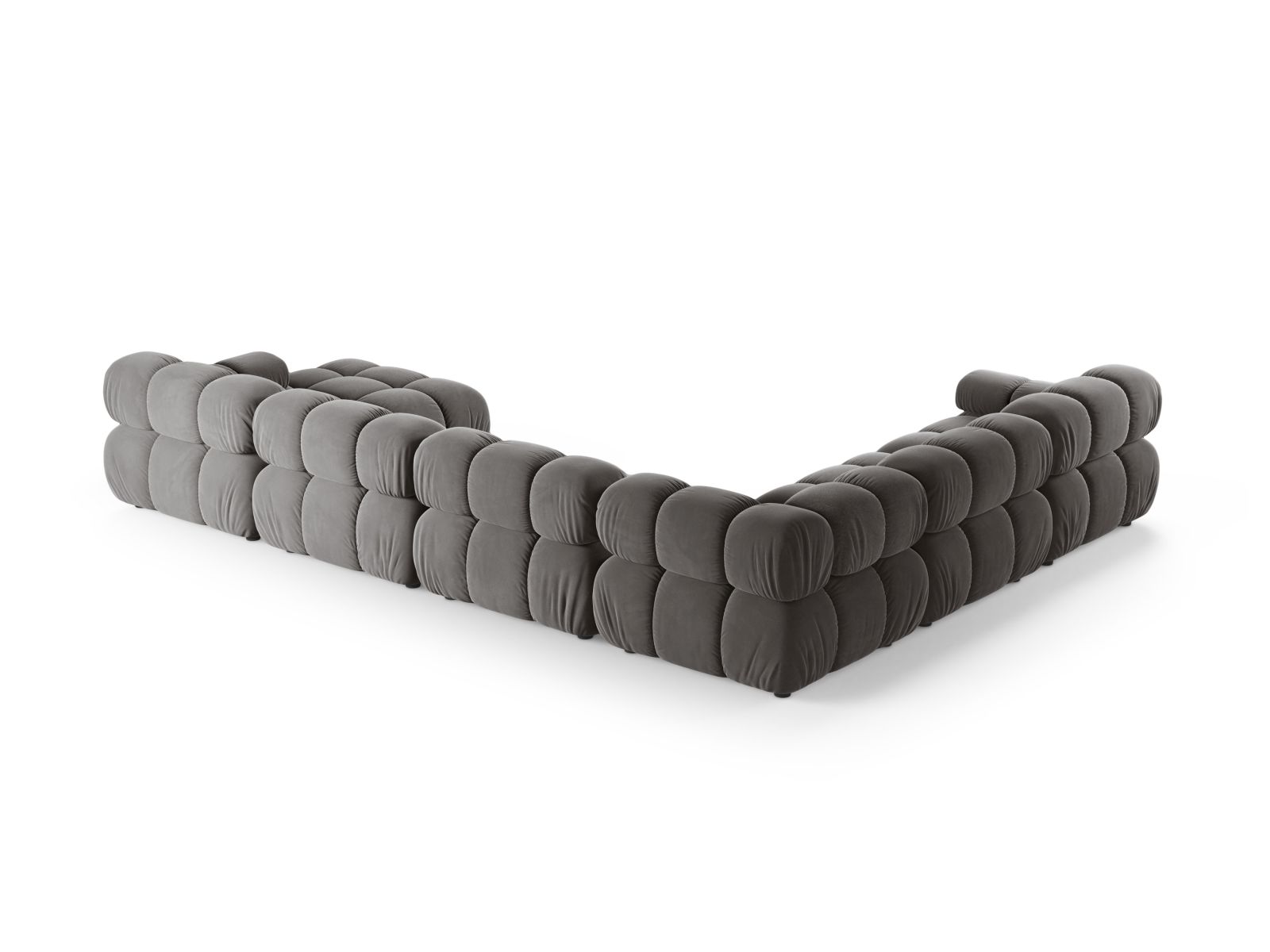 Velvet Modular Panoramic Left Corner Sofa, "Bellis", 8 Seats, 376x282x70