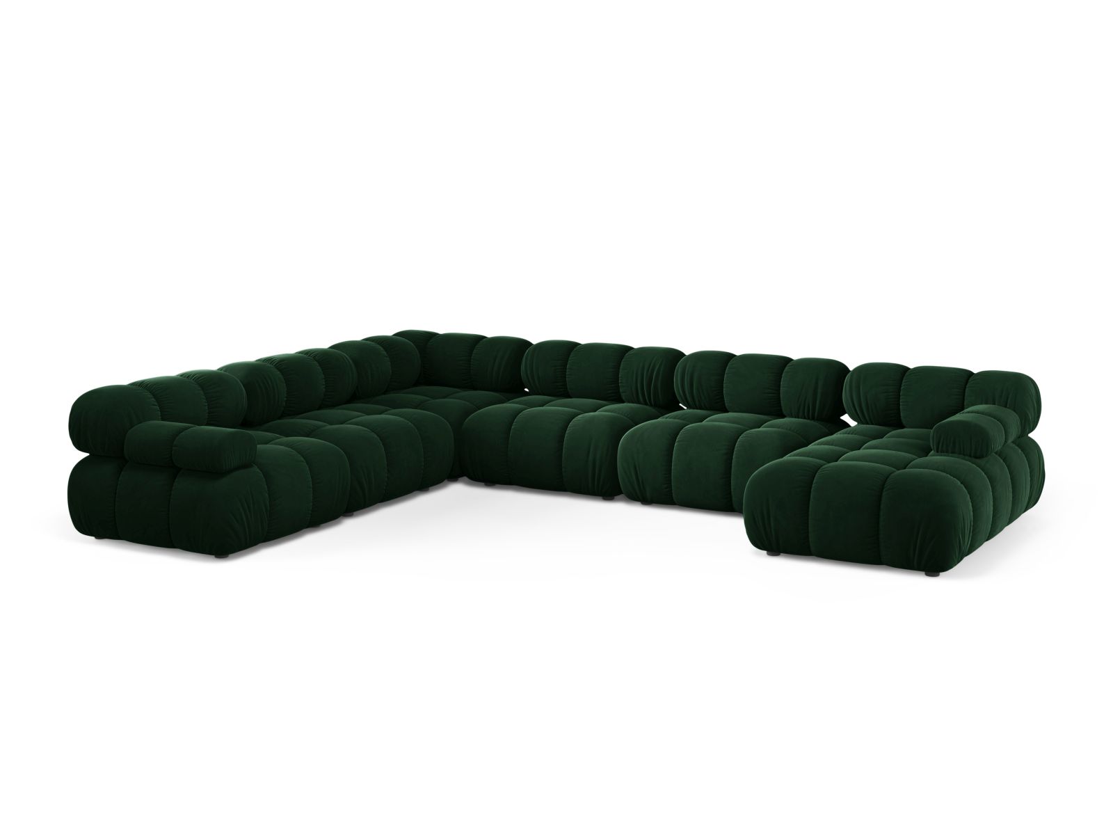 Velvet Modular Panoramic Left Corner Sofa, "Bellis", 8 Seats, 376x282x70