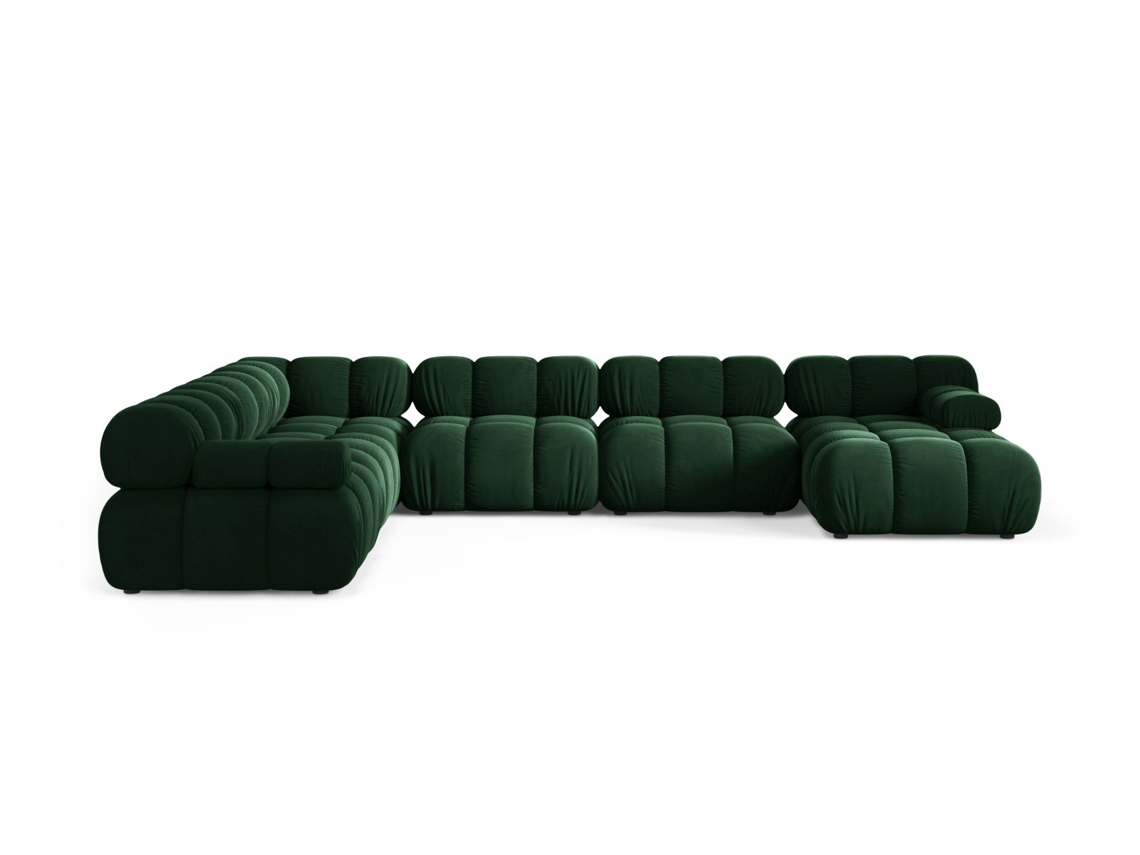 Velvet Modular Panoramic Left Corner Sofa, "Bellis", 8 Seats, 376x282x70