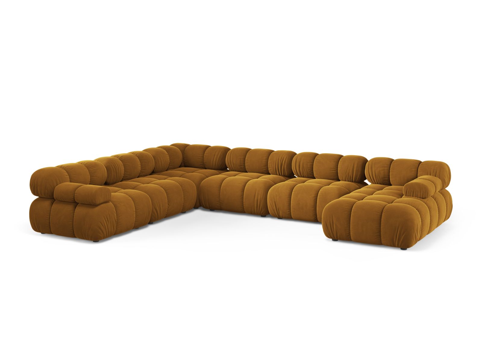 Velvet Modular Panoramic Left Corner Sofa, "Bellis", 8 Seats, 376x282x70