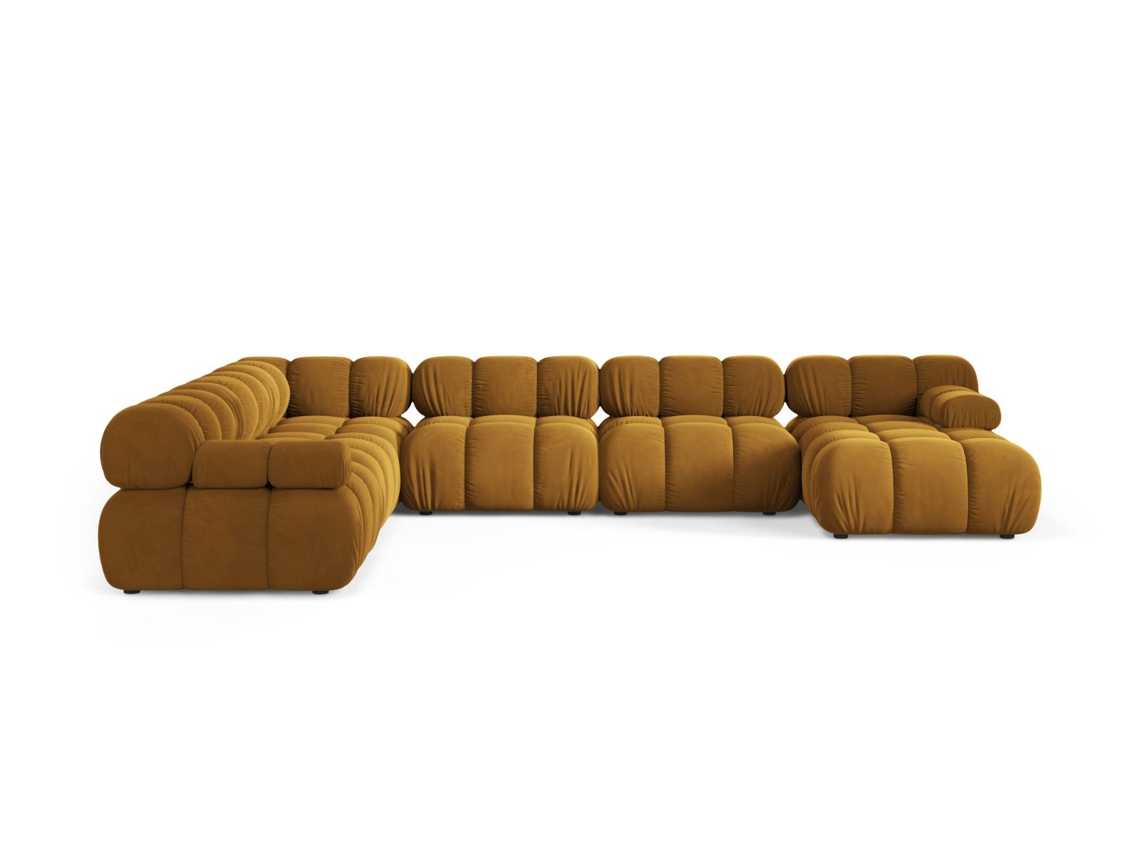 Velvet Modular Panoramic Left Corner Sofa, "Bellis", 8 Seats, 376x282x70