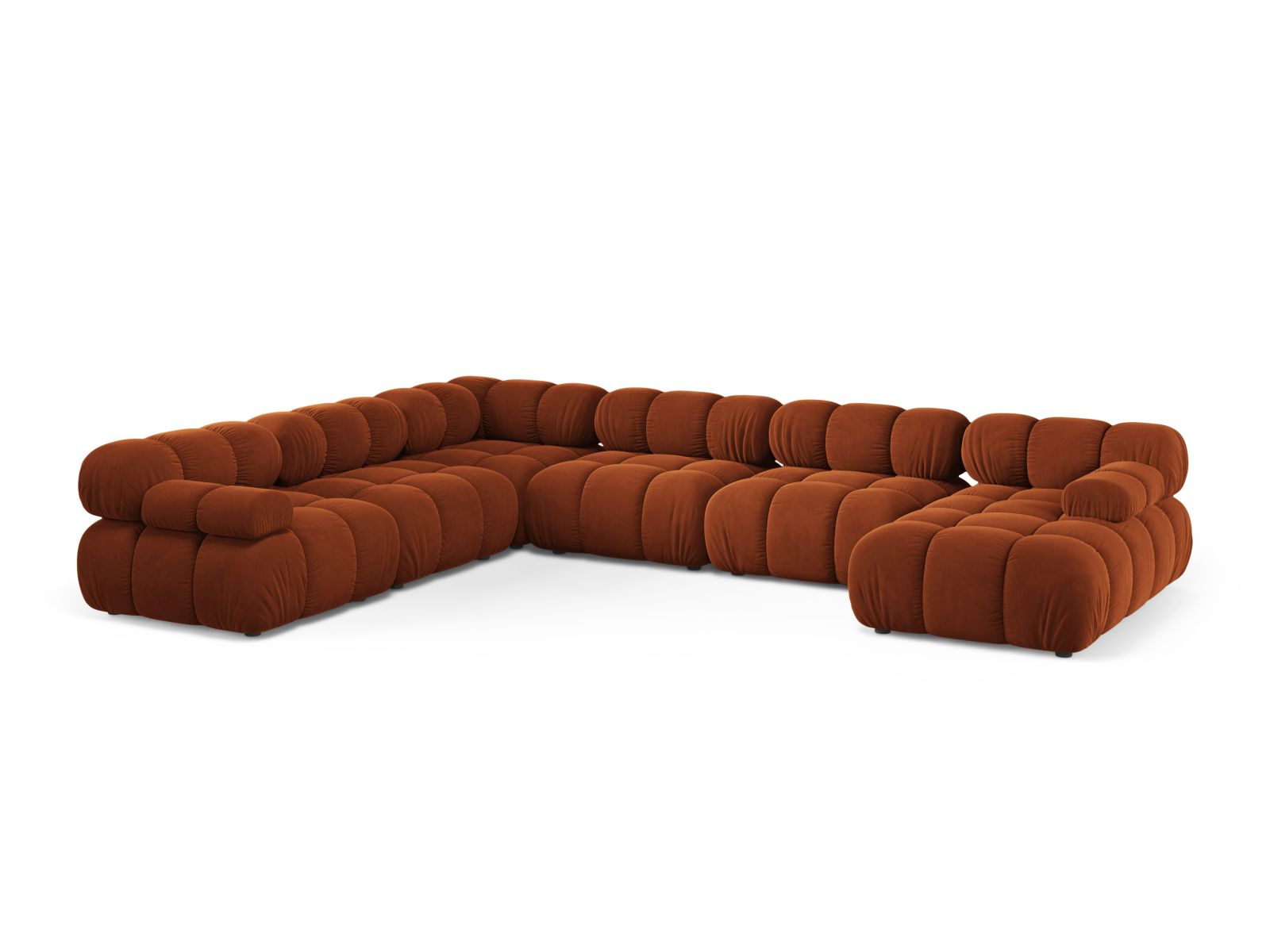 Velvet Modular Panoramic Left Corner Sofa, "Bellis", 8 Seats, 376x282x70