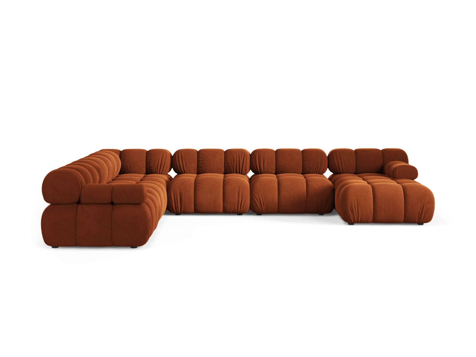 Velvet Modular Panoramic Left Corner Sofa, "Bellis", 8 Seats, 376x282x70