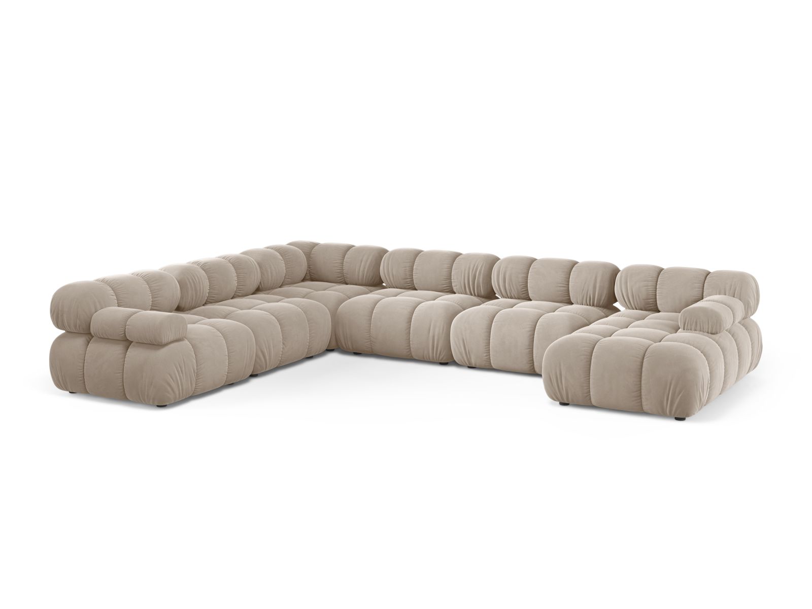 Velvet Modular Panoramic Left Corner Sofa, "Bellis", 8 Seats, 376x282x70