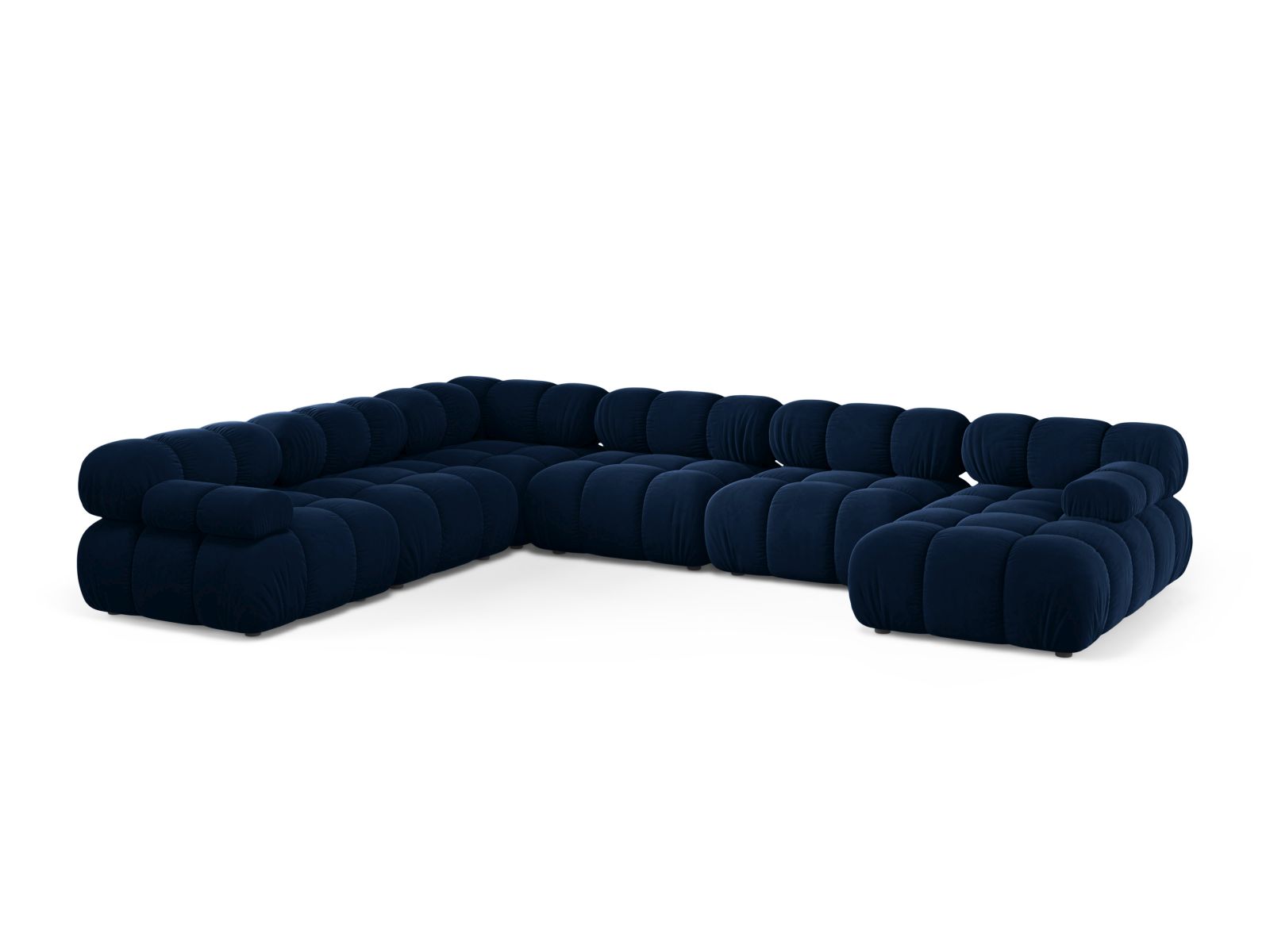 Velvet Modular Panoramic Left Corner Sofa, "Bellis", 8 Seats, 376x282x70