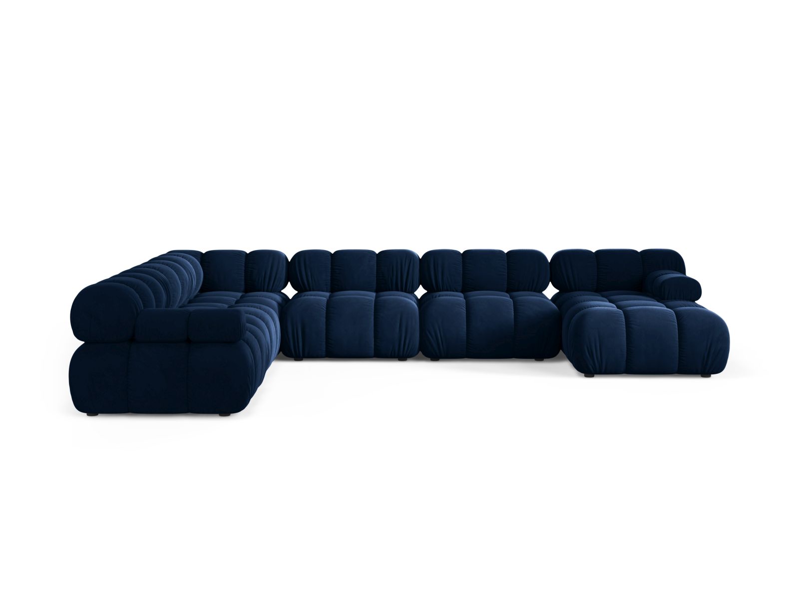 Velvet Modular Panoramic Left Corner Sofa, "Bellis", 8 Seats, 376x282x70