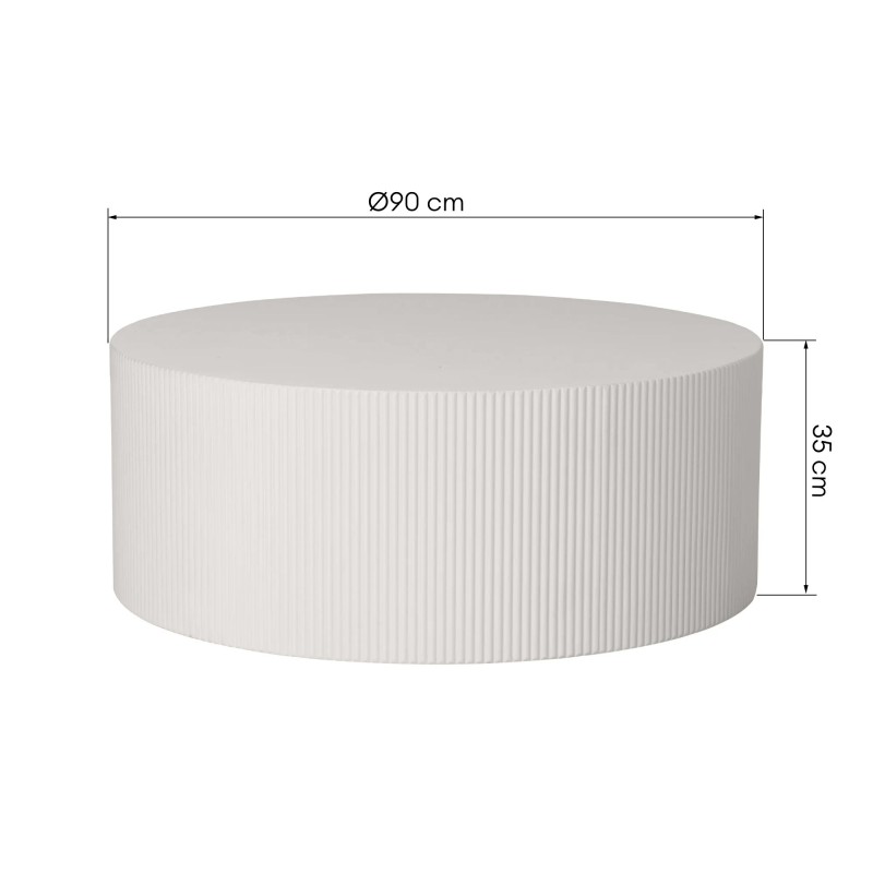 Stolik kawowy Ermanno, 90 cm, szarobeżowy, ryflowany