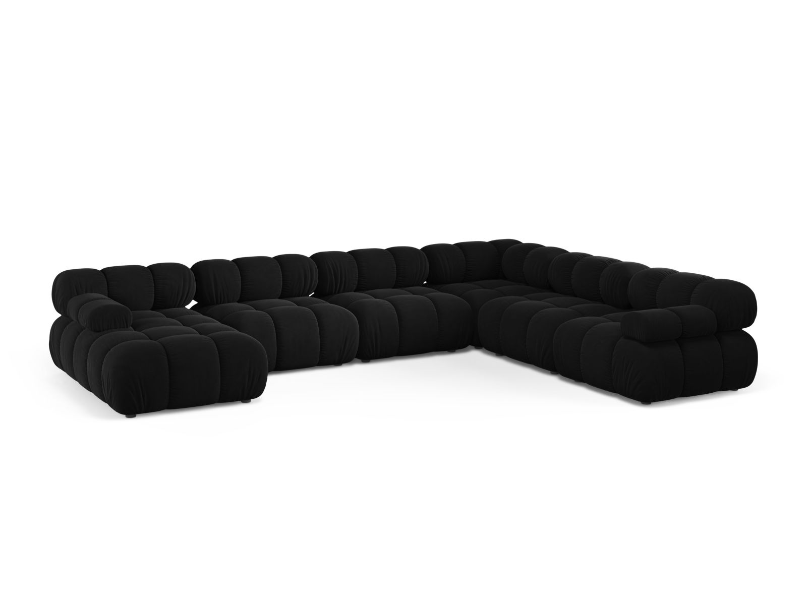 Velvet Modular Panoramic Right Corner Sofa, "Bellis", 8 Seats, 376x282x70