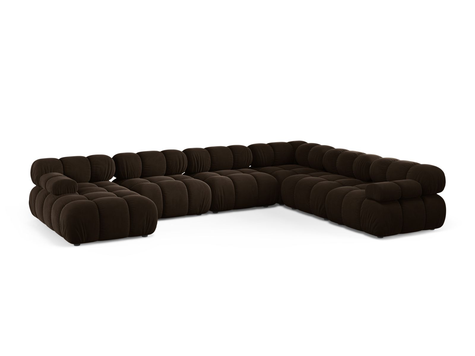 Velvet Modular Panoramic Right Corner Sofa, "Bellis", 8 Seats, 376x282x70