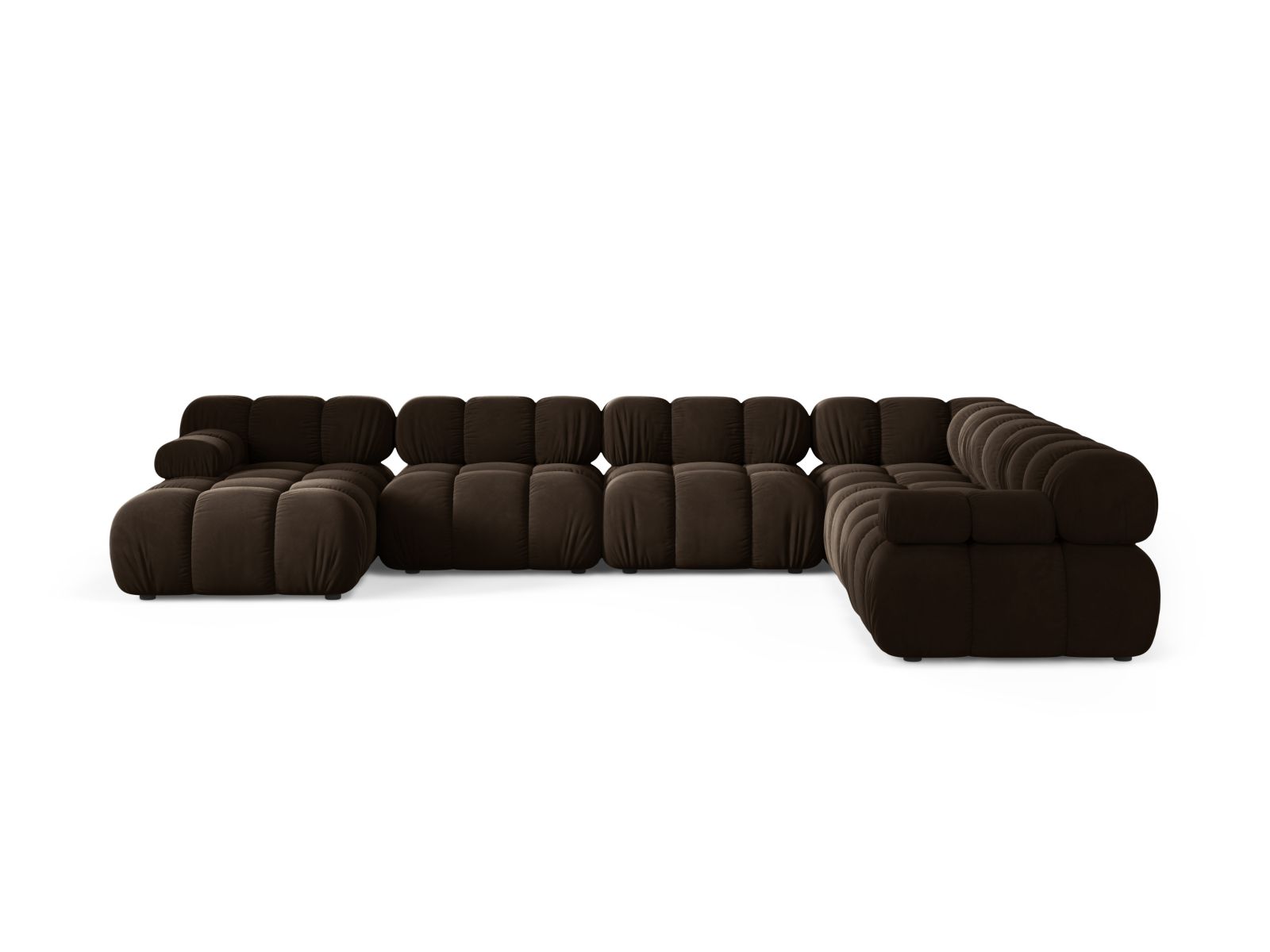 Velvet Modular Panoramic Right Corner Sofa, "Bellis", 8 Seats, 376x282x70
