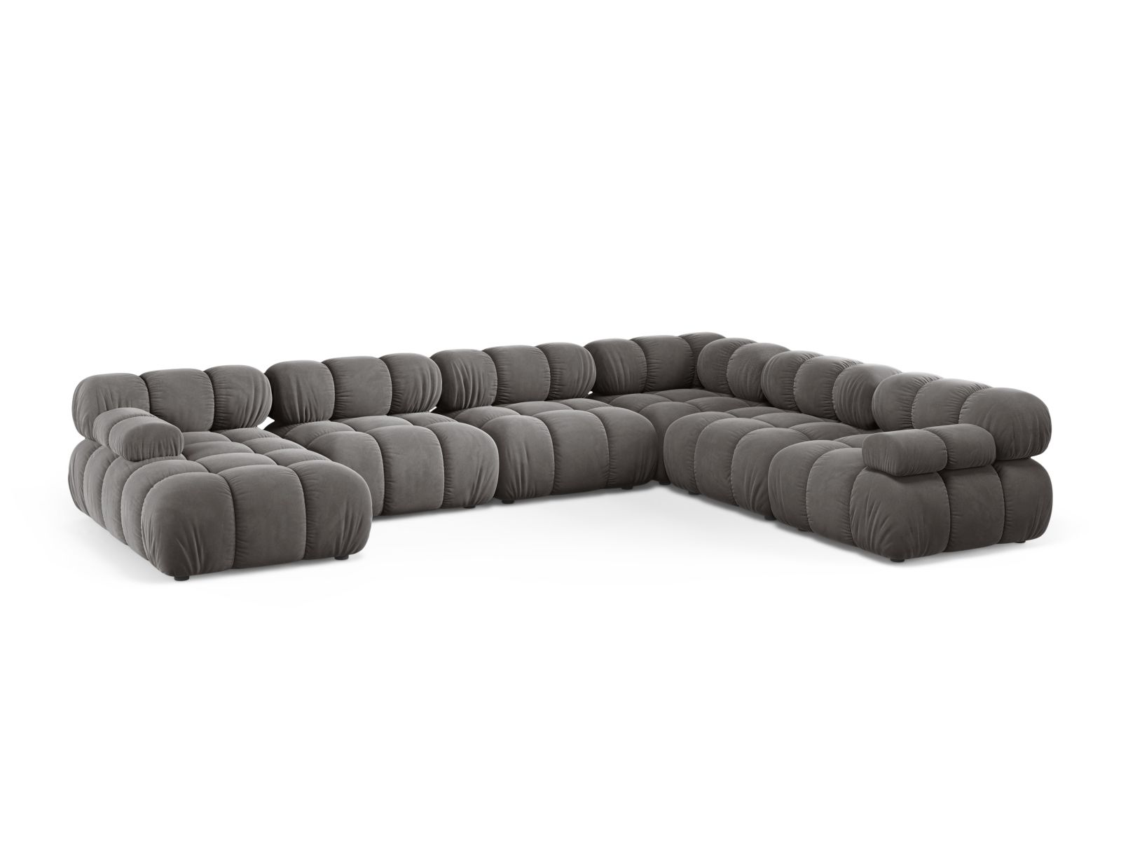 Velvet Modular Panoramic Right Corner Sofa, "Bellis", 8 Seats, 376x282x70