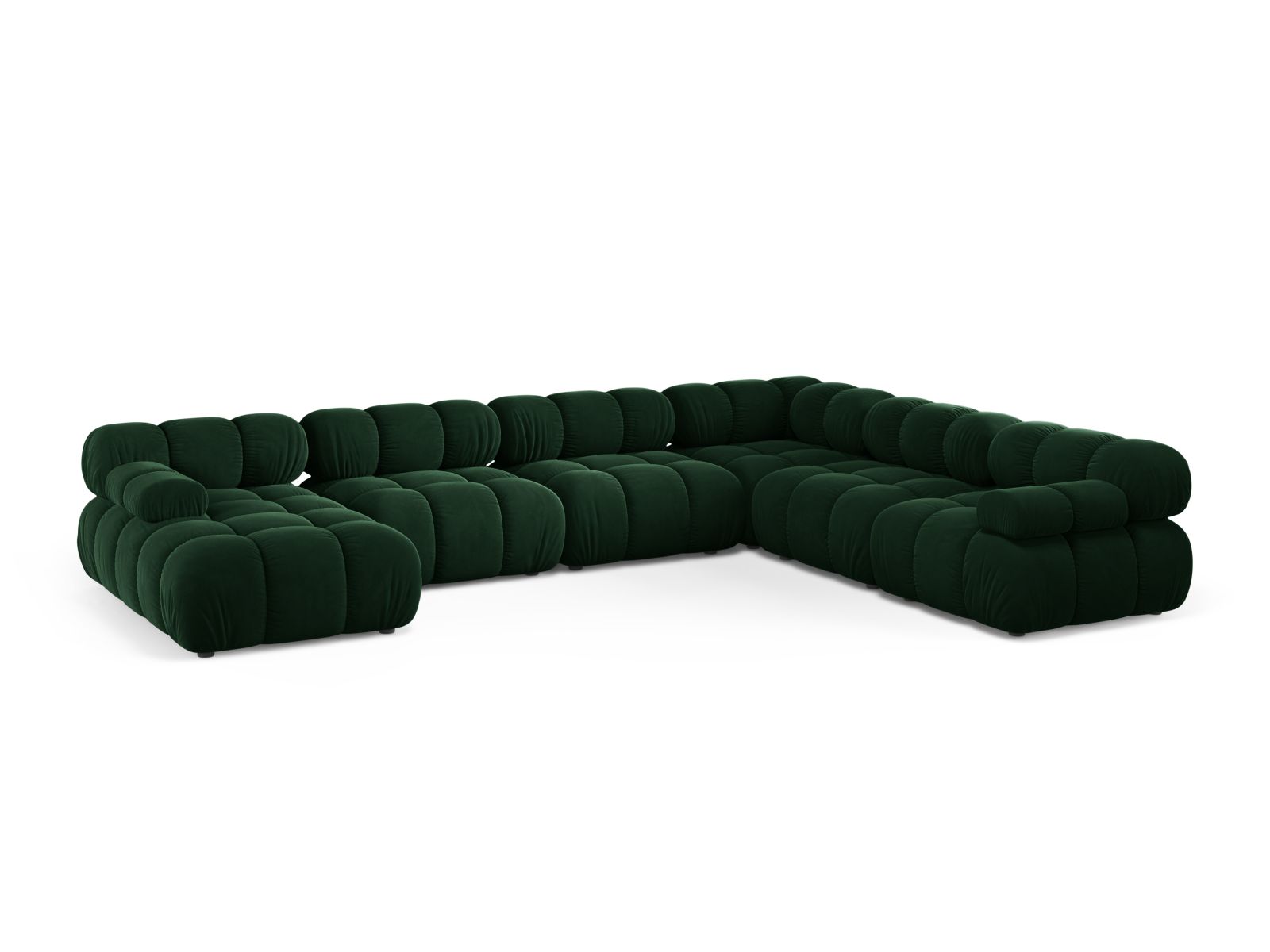 Velvet Modular Panoramic Right Corner Sofa, "Bellis", 8 Seats, 376x282x70