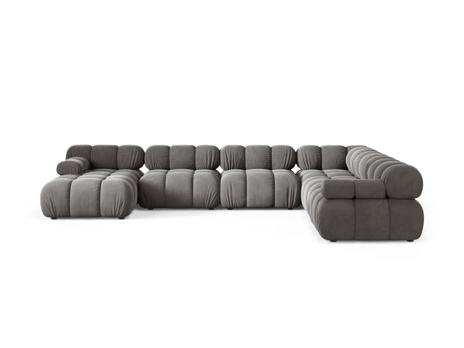Velvet Modular Panoramic Right Corner Sofa, "Bellis", 8 Seats, 376x282x70