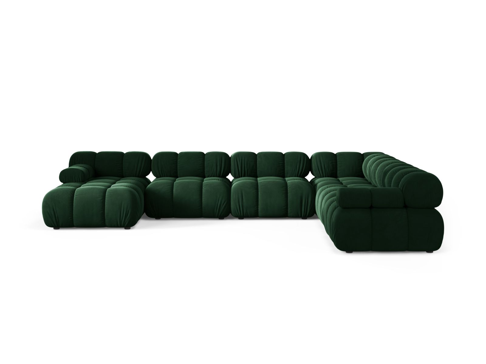 Velvet Modular Panoramic Right Corner Sofa, "Bellis", 8 Seats, 376x282x70