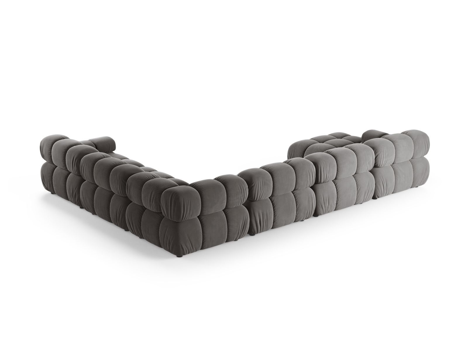 Velvet Modular Panoramic Right Corner Sofa, "Bellis", 8 Seats, 376x282x70