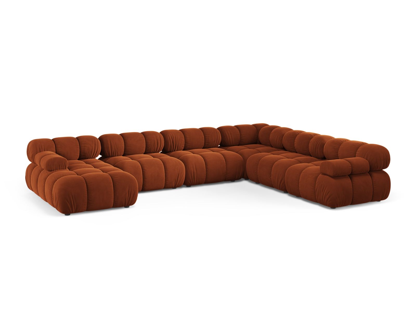 Velvet Modular Panoramic Right Corner Sofa, "Bellis", 8 Seats, 376x282x70