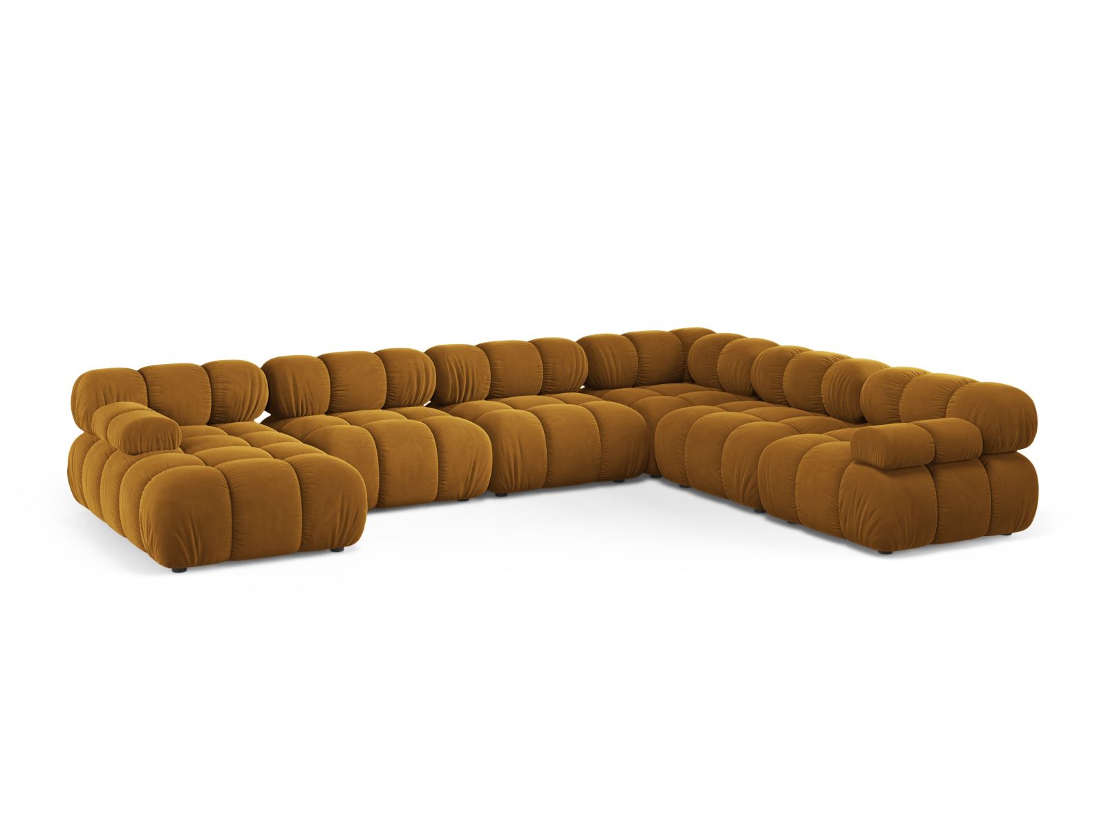 Velvet Modular Panoramic Right Corner Sofa, "Bellis", 8 Seats, 376x282x70