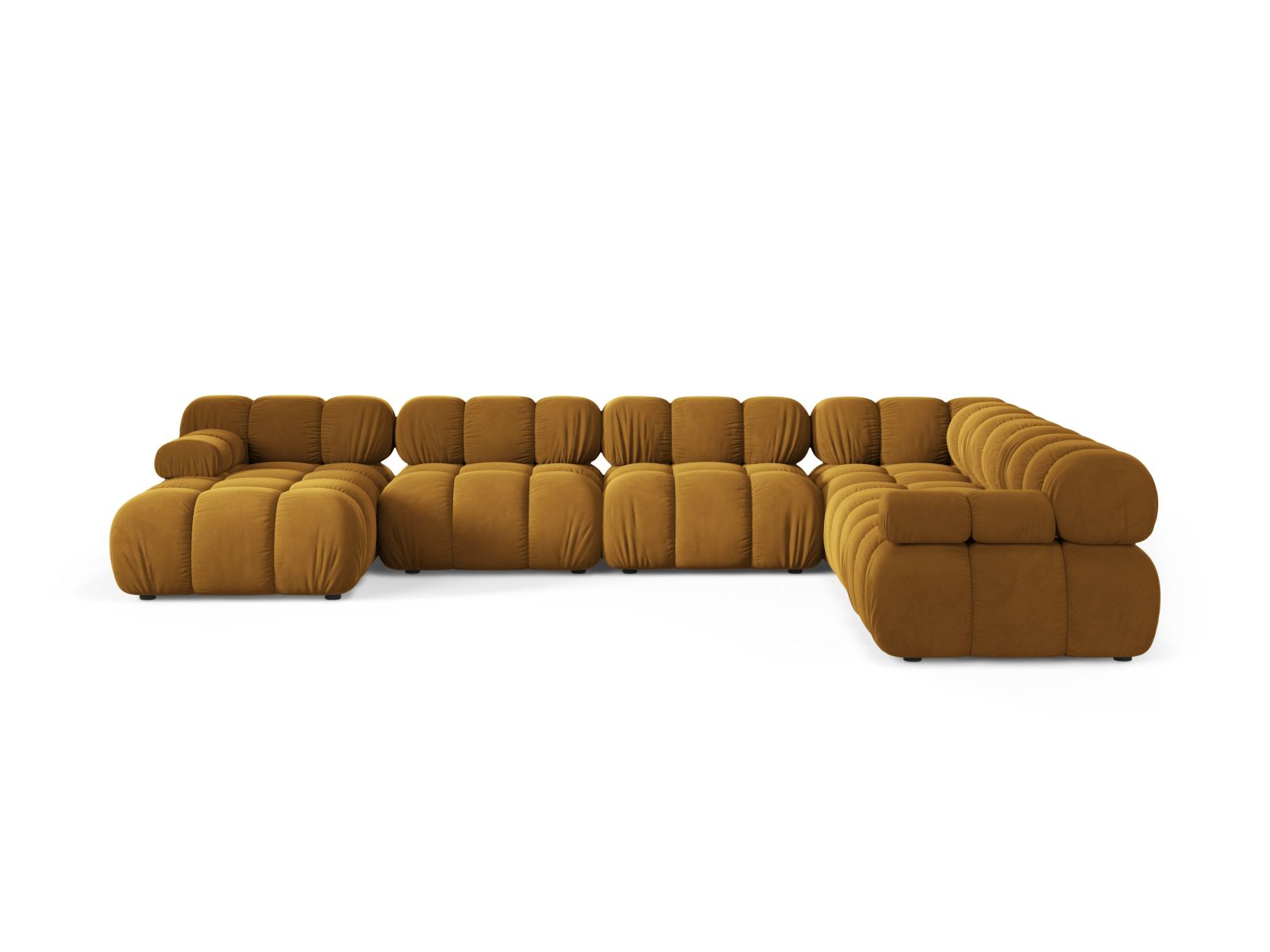 Velvet Modular Panoramic Right Corner Sofa, "Bellis", 8 Seats, 376x282x70